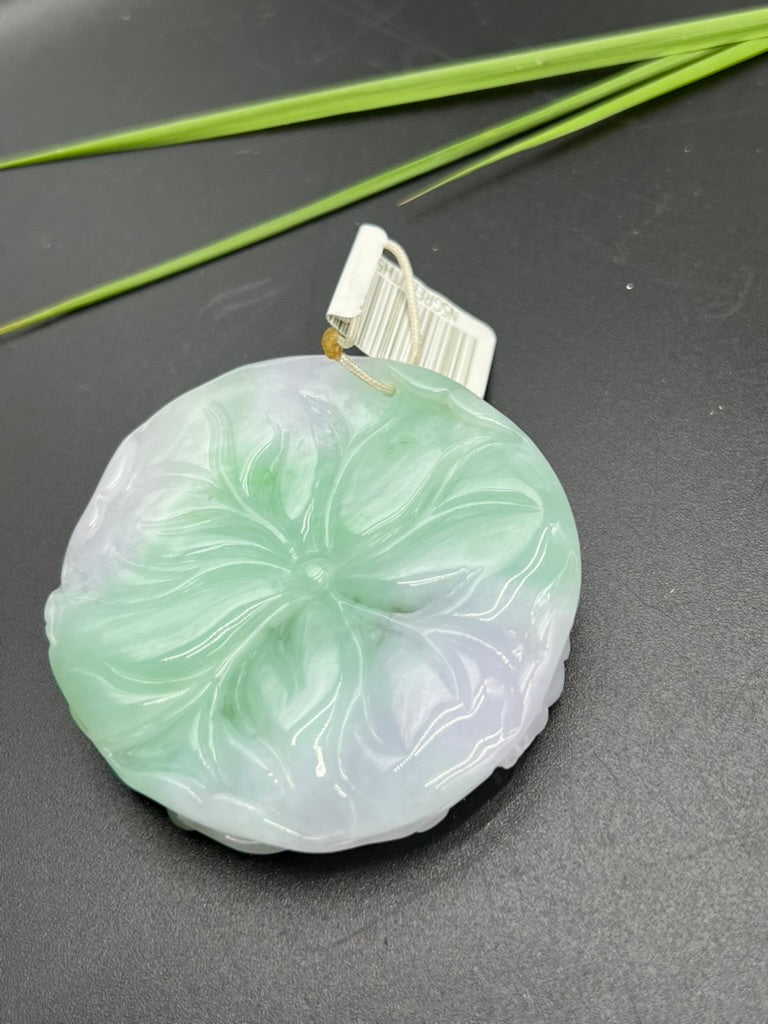 緬甸天然翡翠花開富貴吊墜