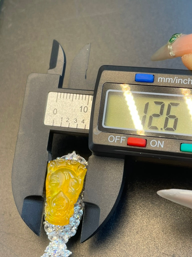 緬甸天然翡翠黃翡財神吊墜
