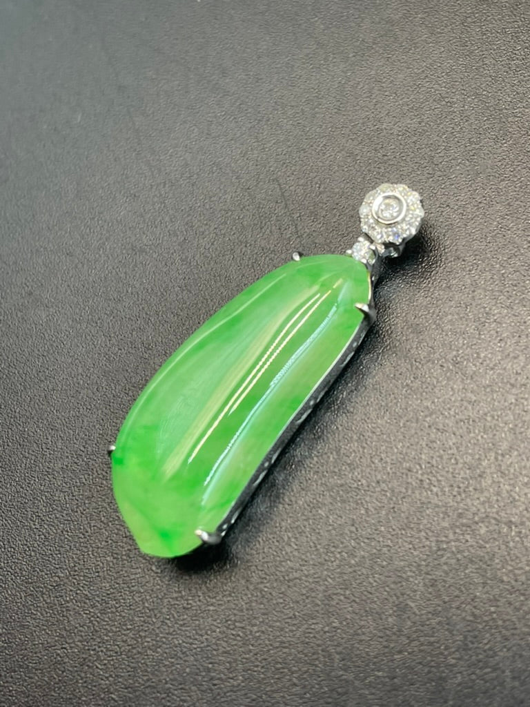 緬甸天然翡翠陽綠福瓜吊墜
