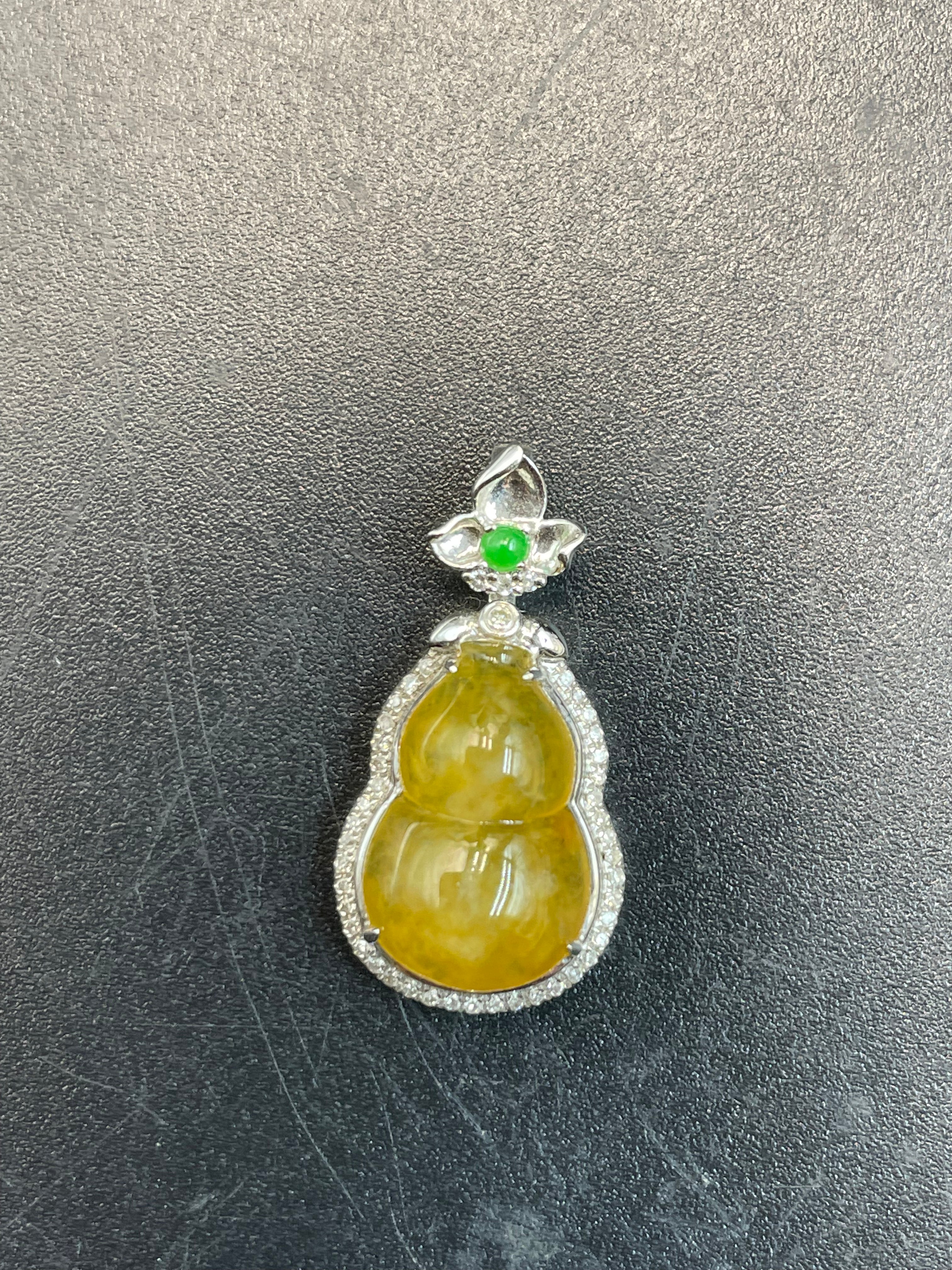 緬甸天然翡翠黃翡福祿吊墜