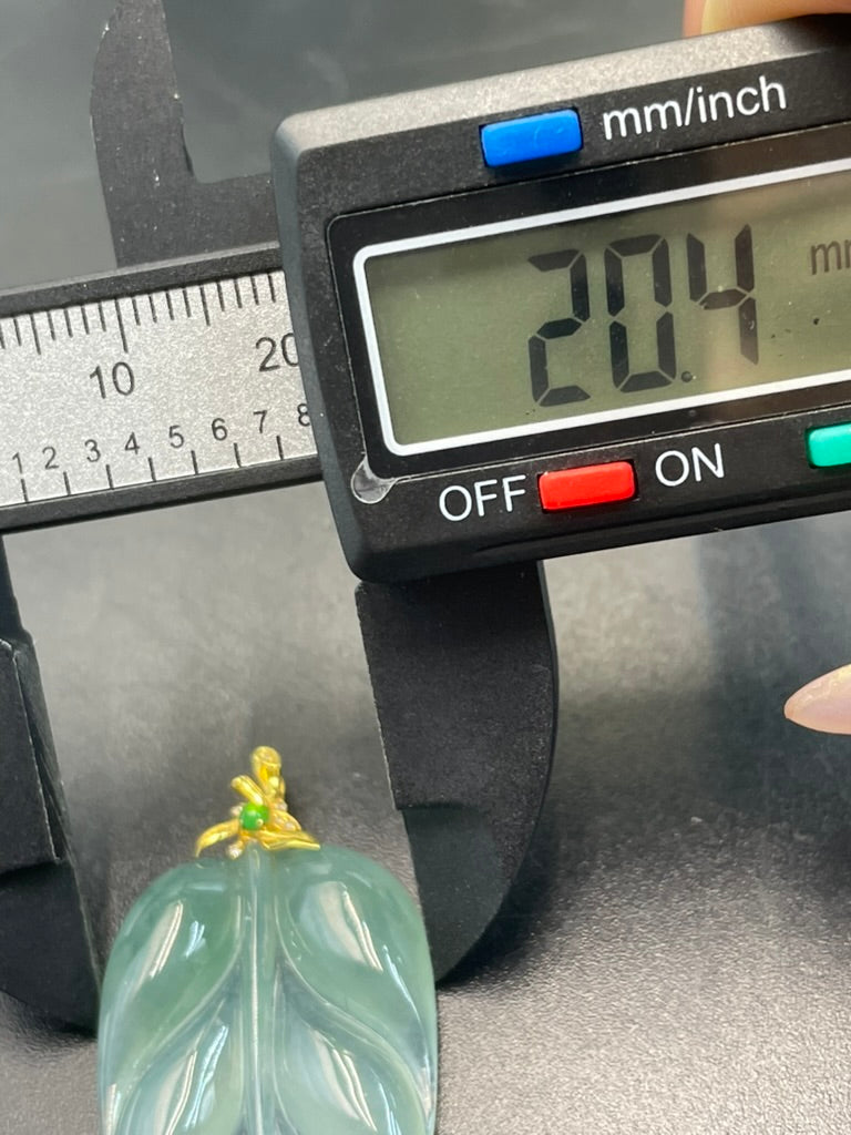 緬甸天然翡翠冰飄花金枝玉葉吊墜