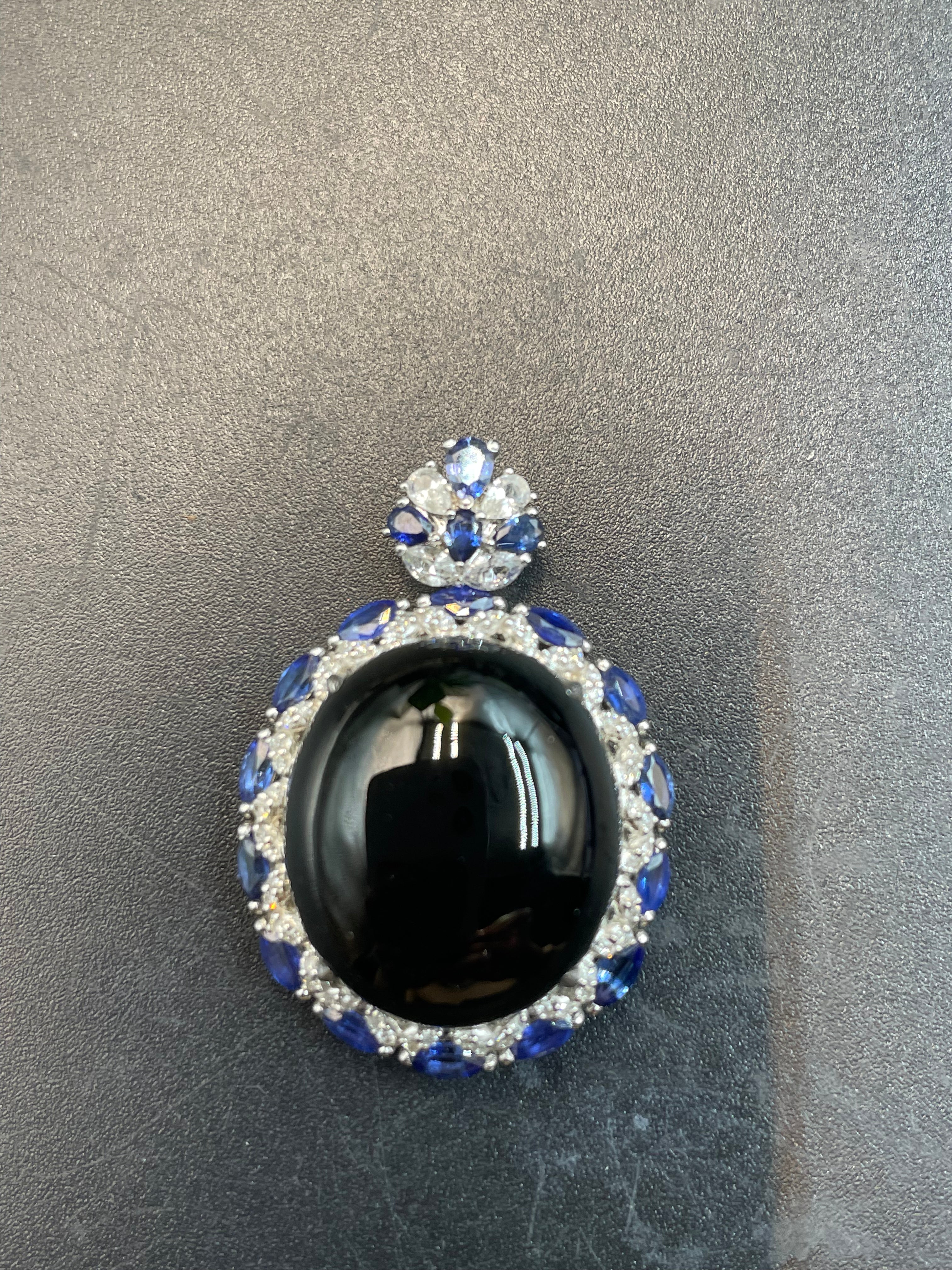 天然翡翠墨翠蛋面吊墜