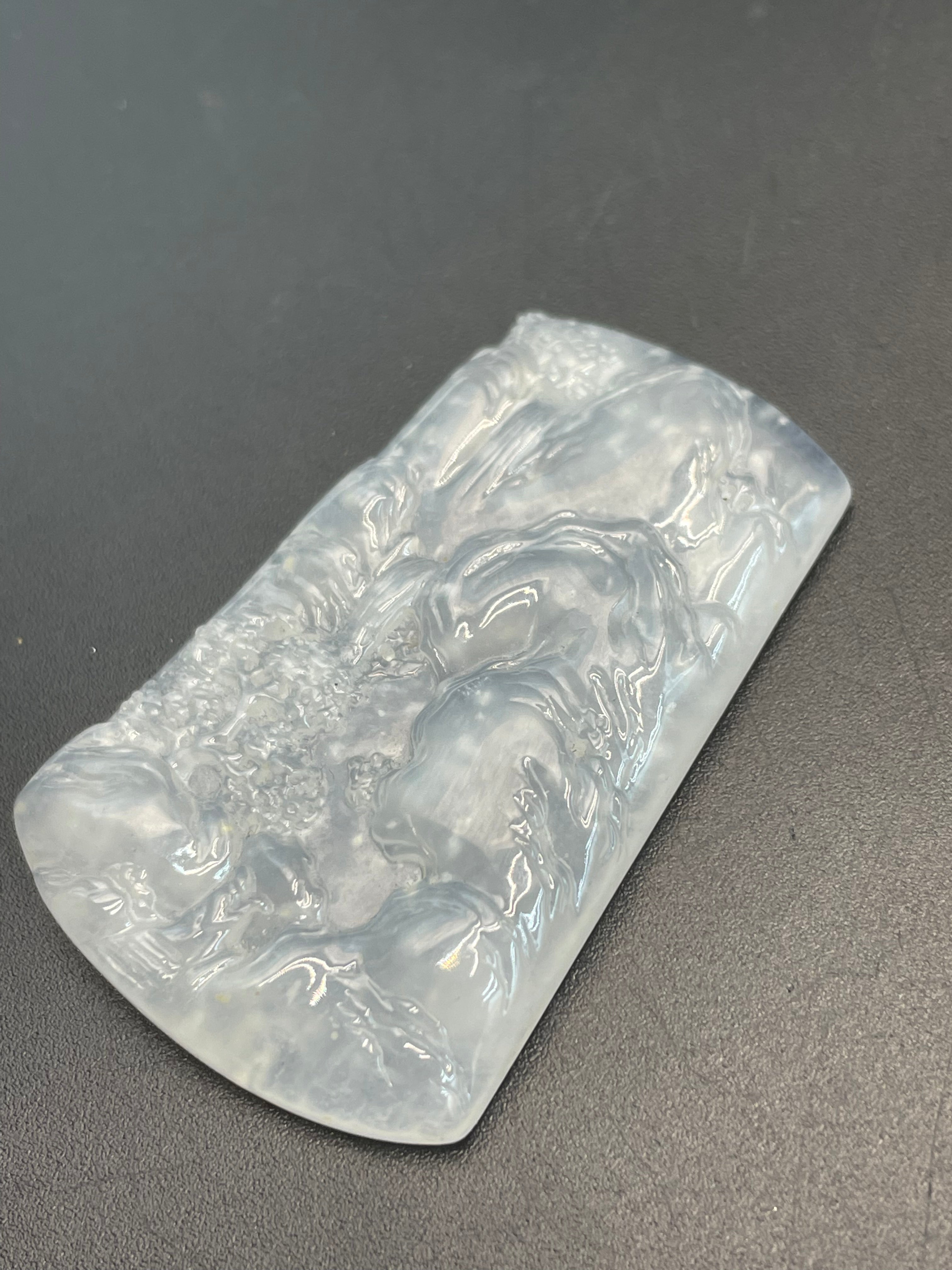 緬甸天然翡翠冰種山水意境吊墜