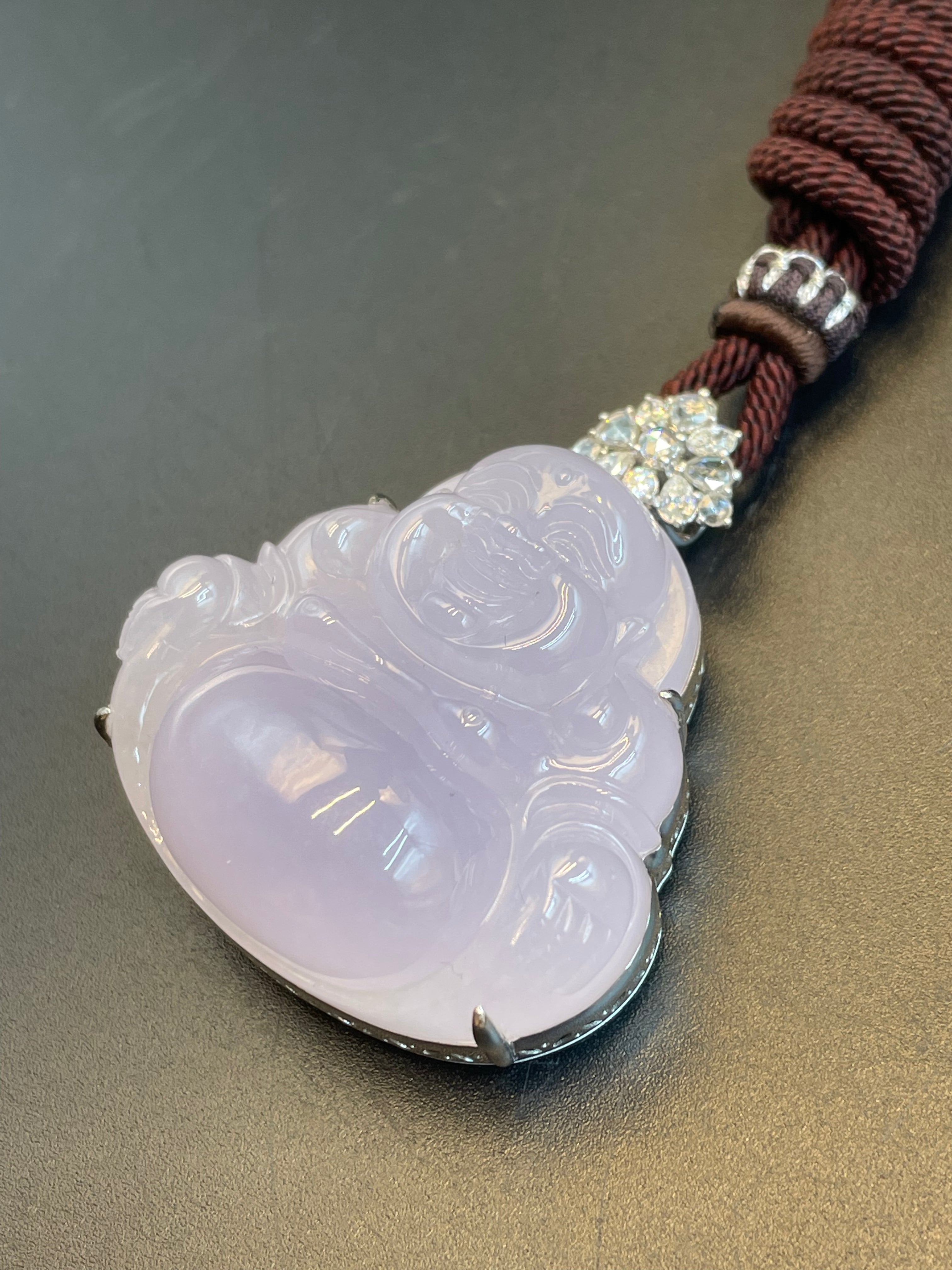 緬甸天然翡翠紫羅蘭彌勒佛公吊墜