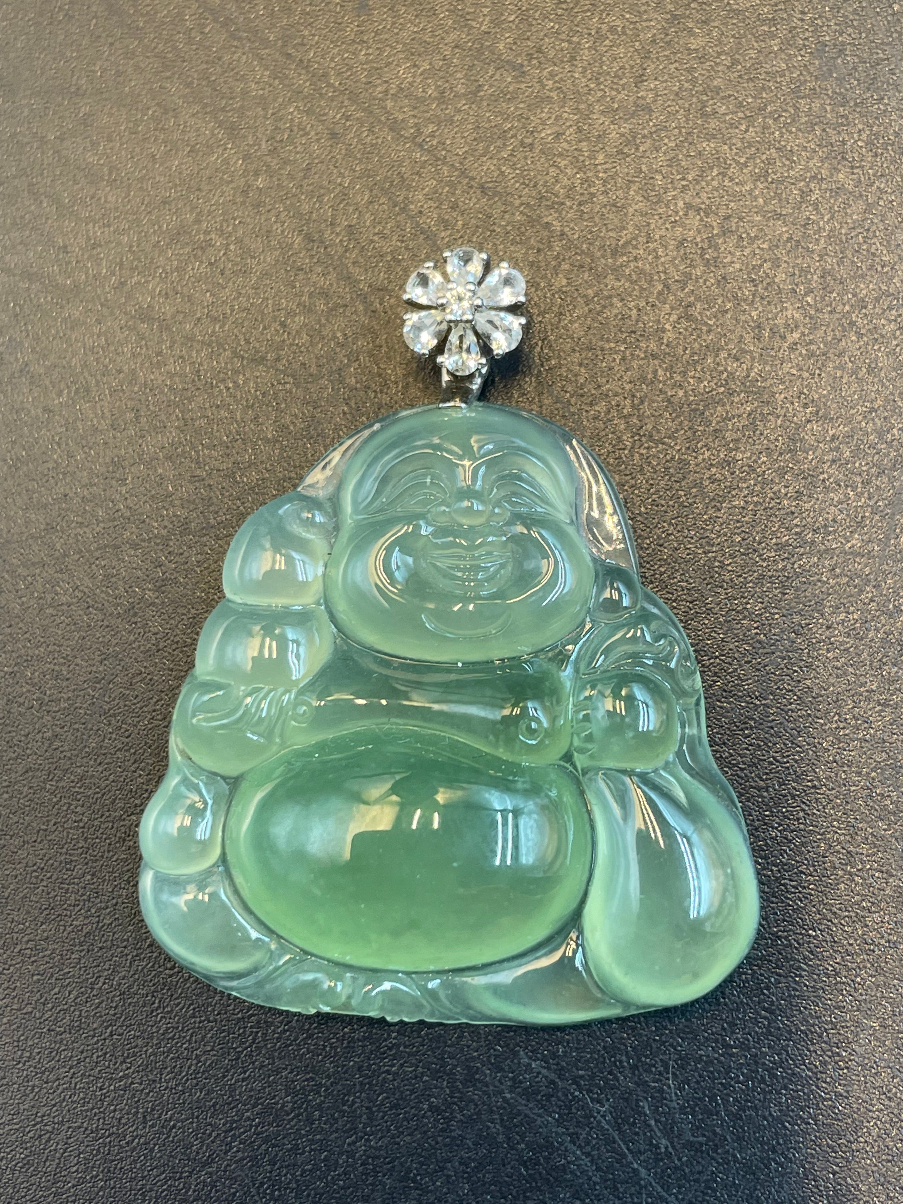 緬甸天然翡翠冰晴彌勒佛公吊墜