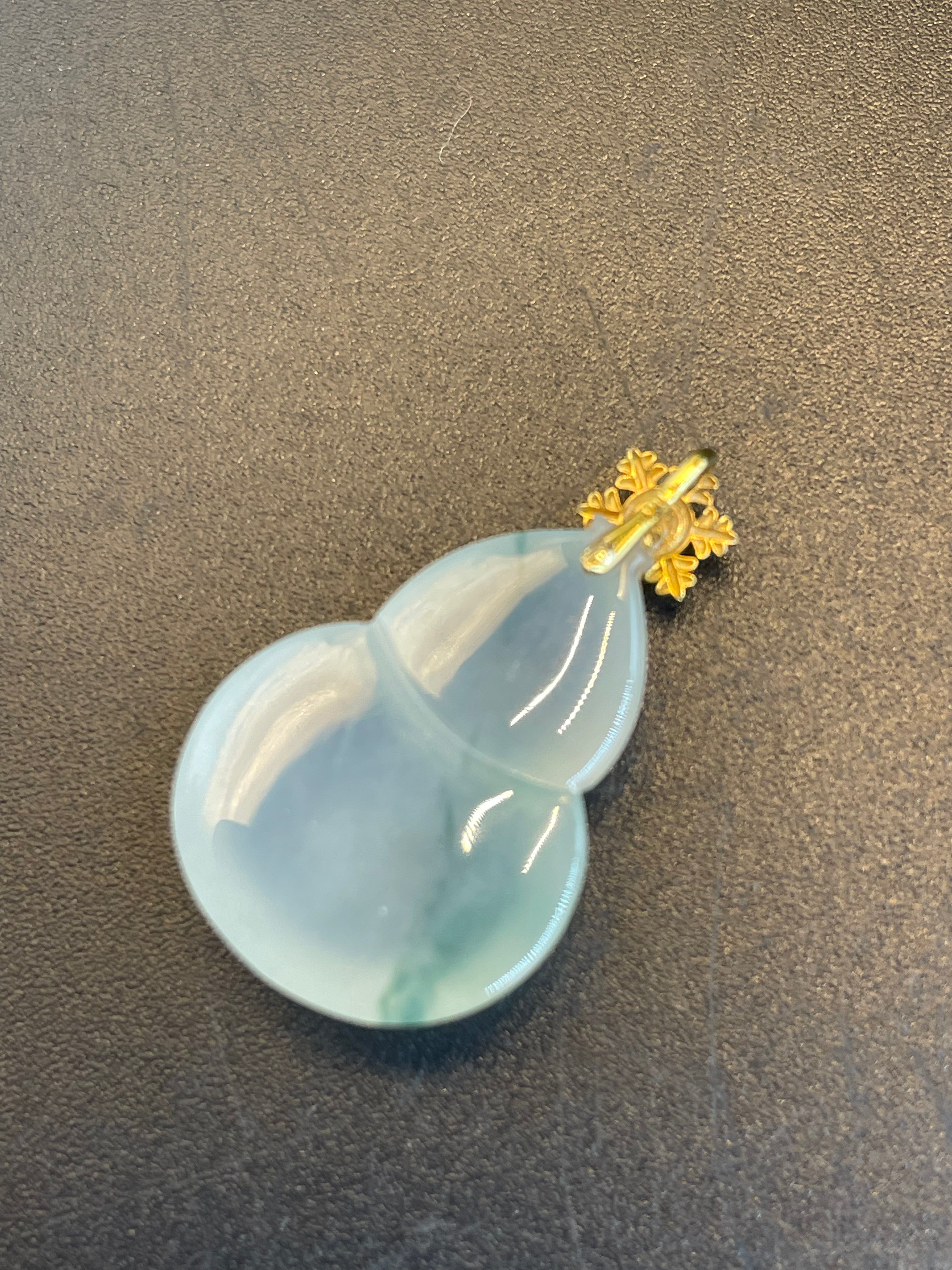 緬甸天然翡翠冰種飄花葫蘆/福祿吊墜