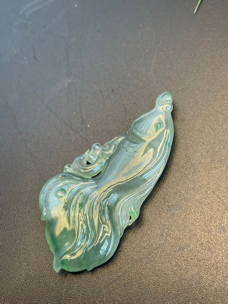 天然緬甸翡翠游魚吊墜