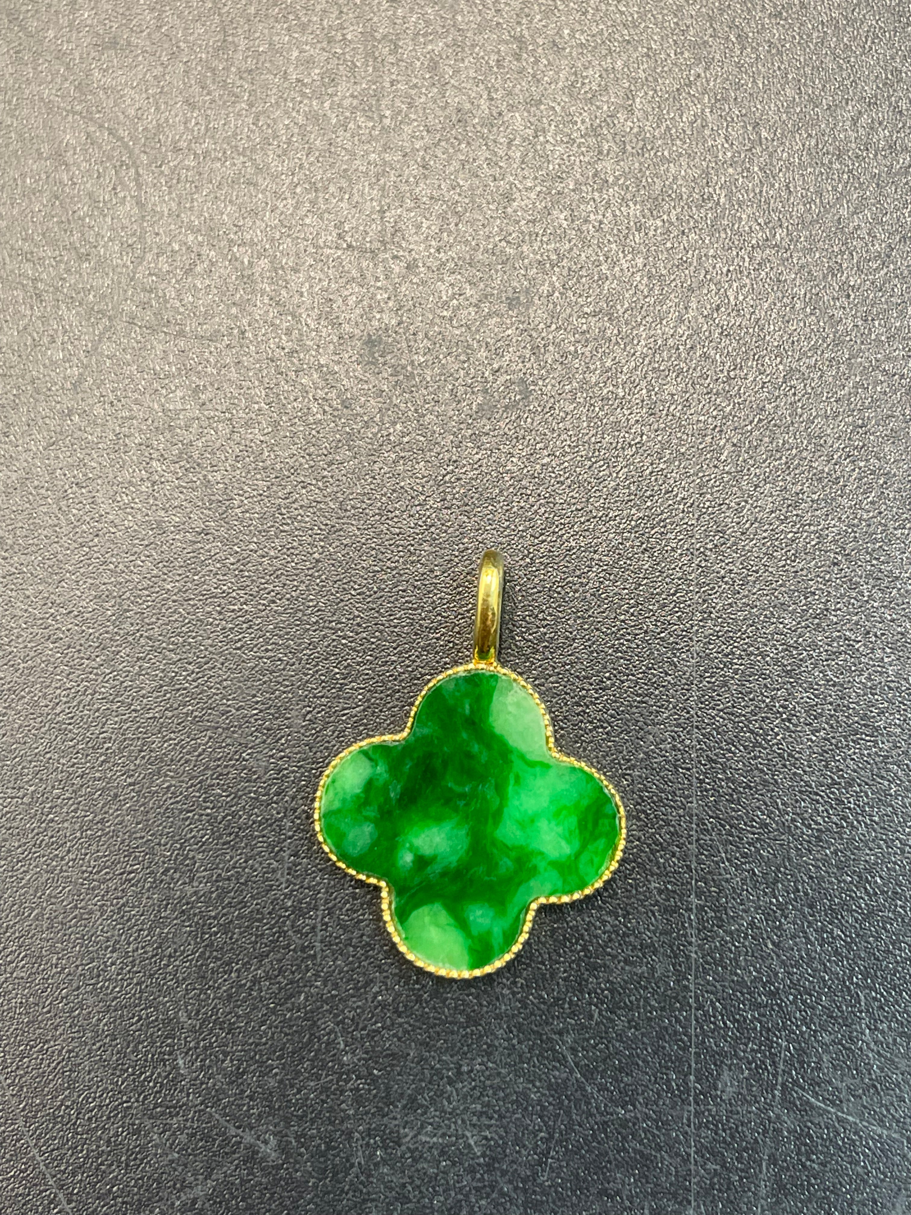 緬甸天然翡翠陽綠四葉草吊墜