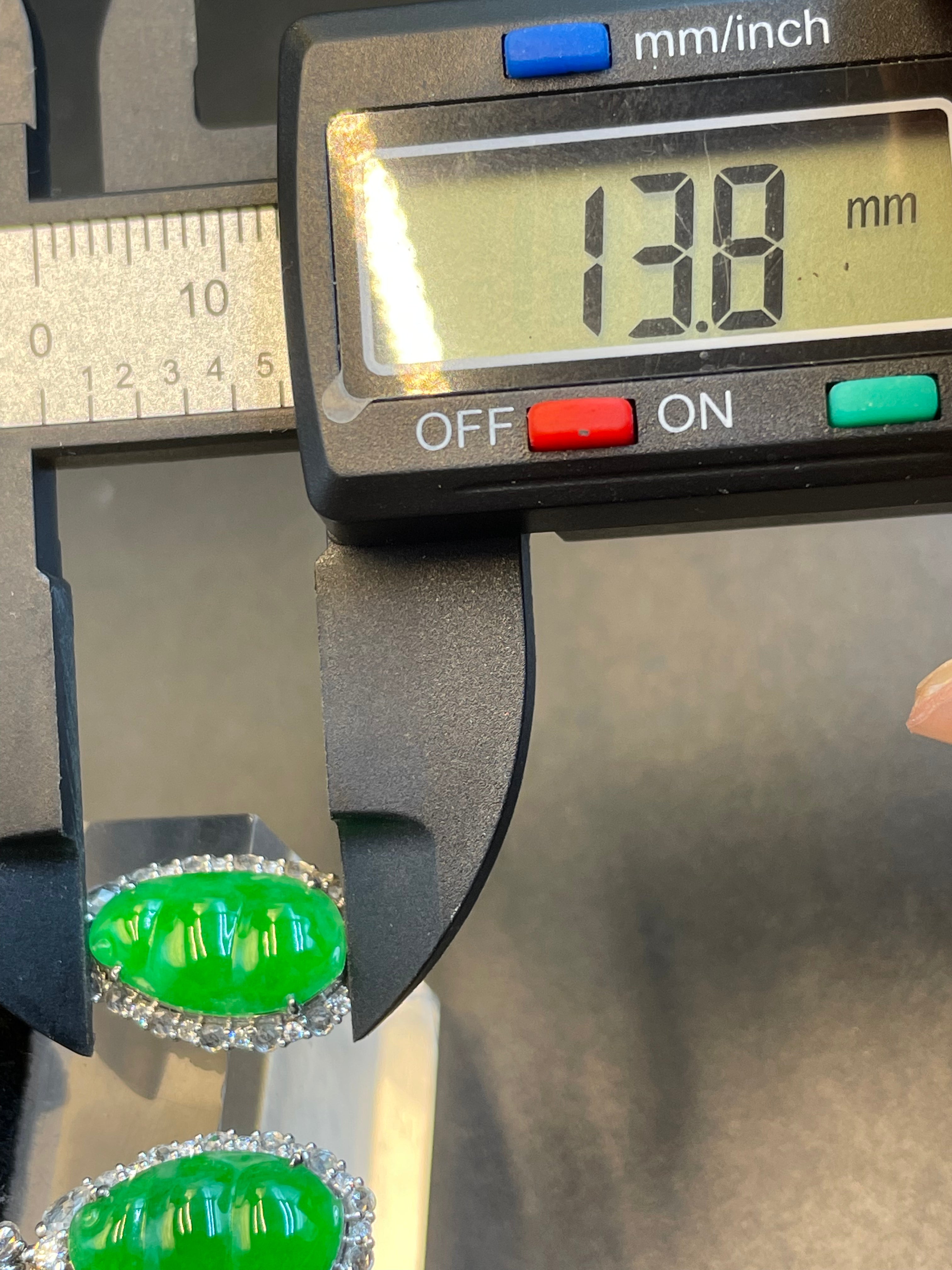 緬甸天然翡翠陽綠福豆/三元及第耳環耳墜耳飾一對