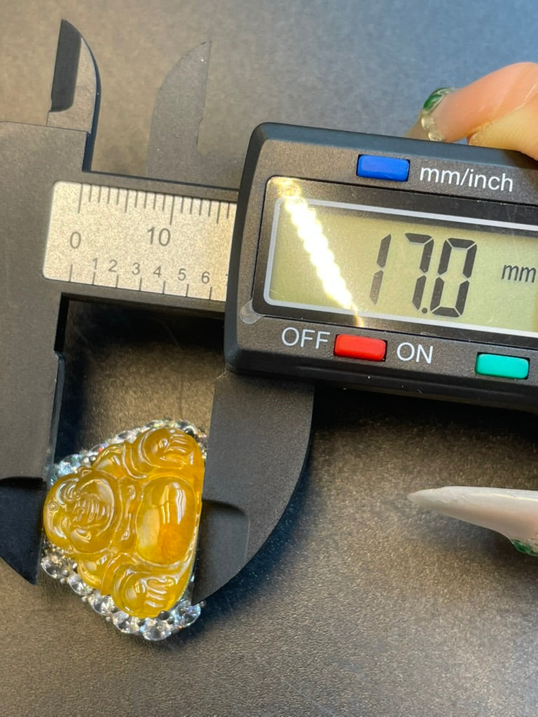 緬甸天然翡翠黃翡彌勒吊墜