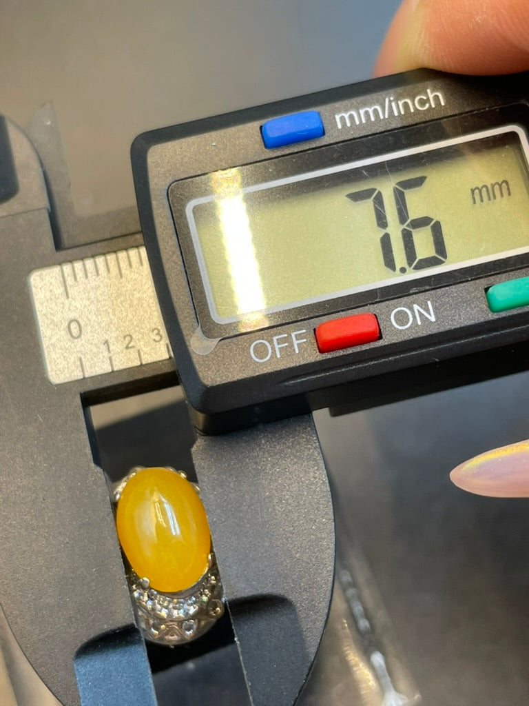 緬甸天然翡翠黃翡蛋面戒指