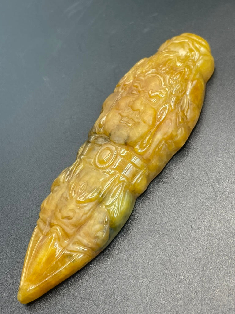 緬甸天然翡翠精雕降魔杵吊墜