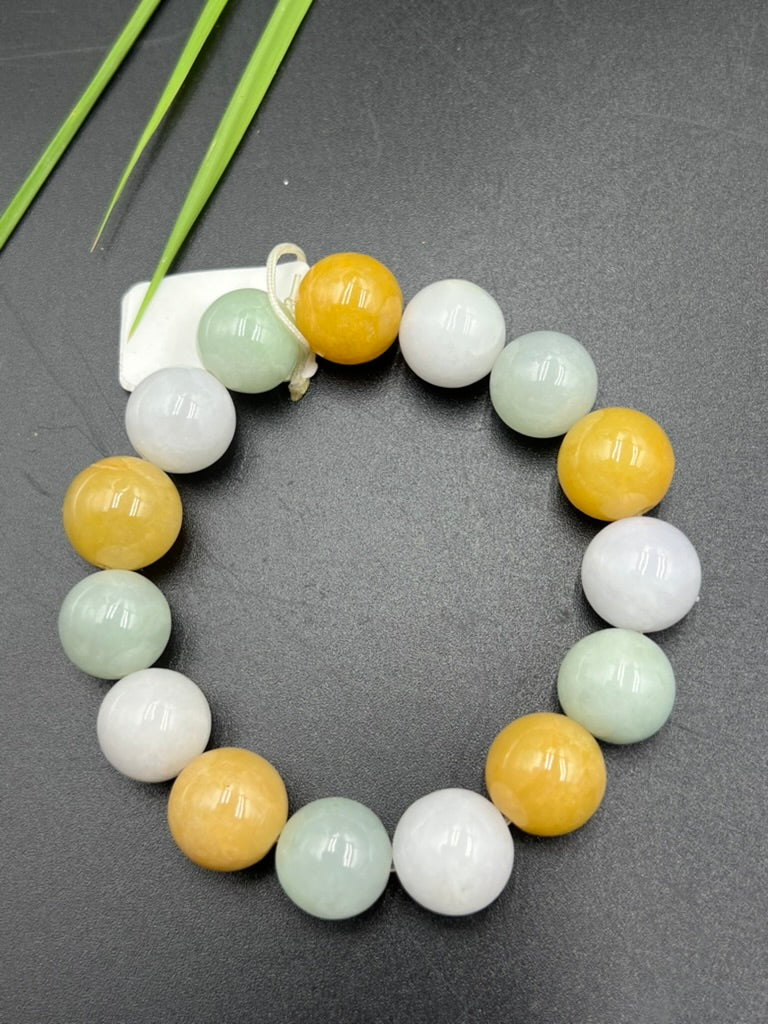 緬甸天然翡翠多彩手串