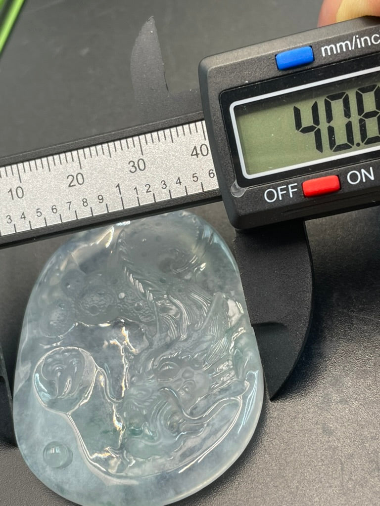 天然緬甸翡翠冰種龍牌吊墜