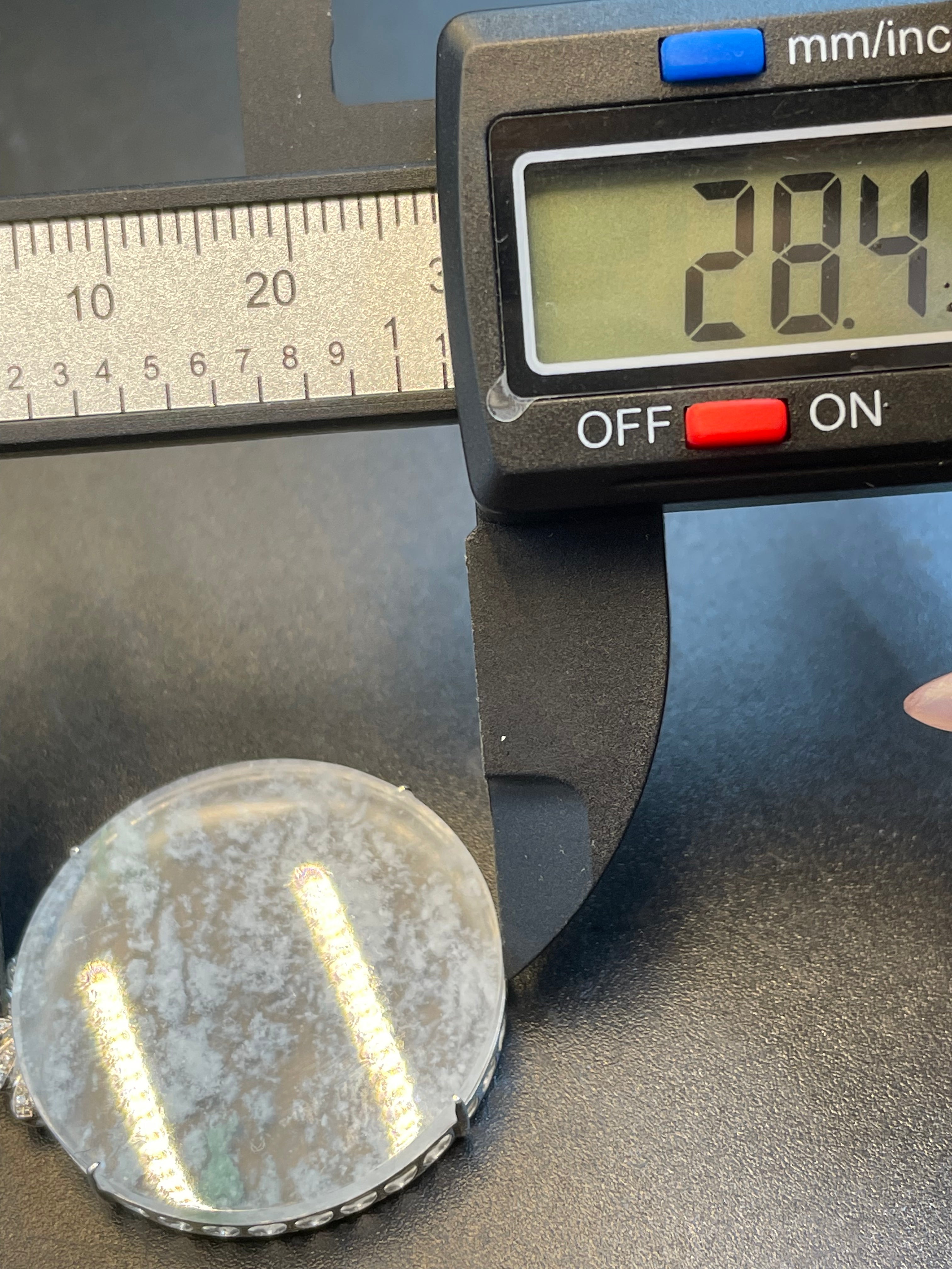 天然翡翠冰漂雪花帶綠無事圓牌吊墜