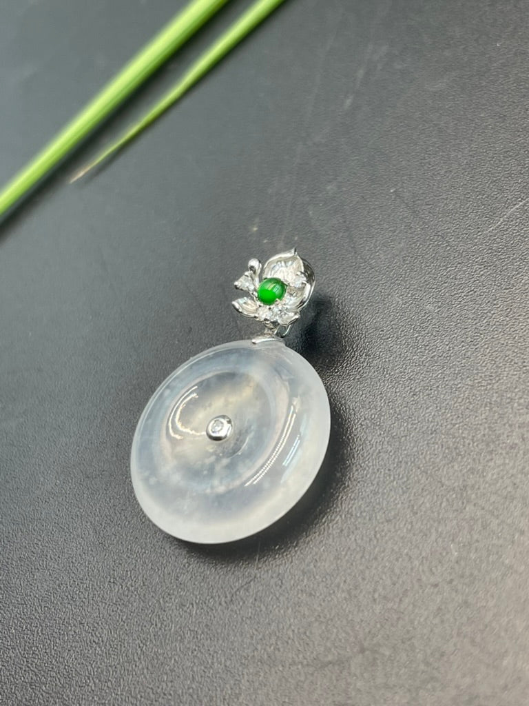 天然緬甸翡翠冰種平安扣吊墜