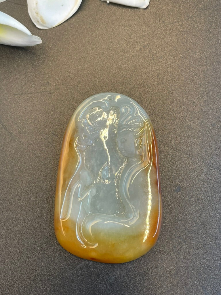 緬甸天然翡翠悟道吊墜