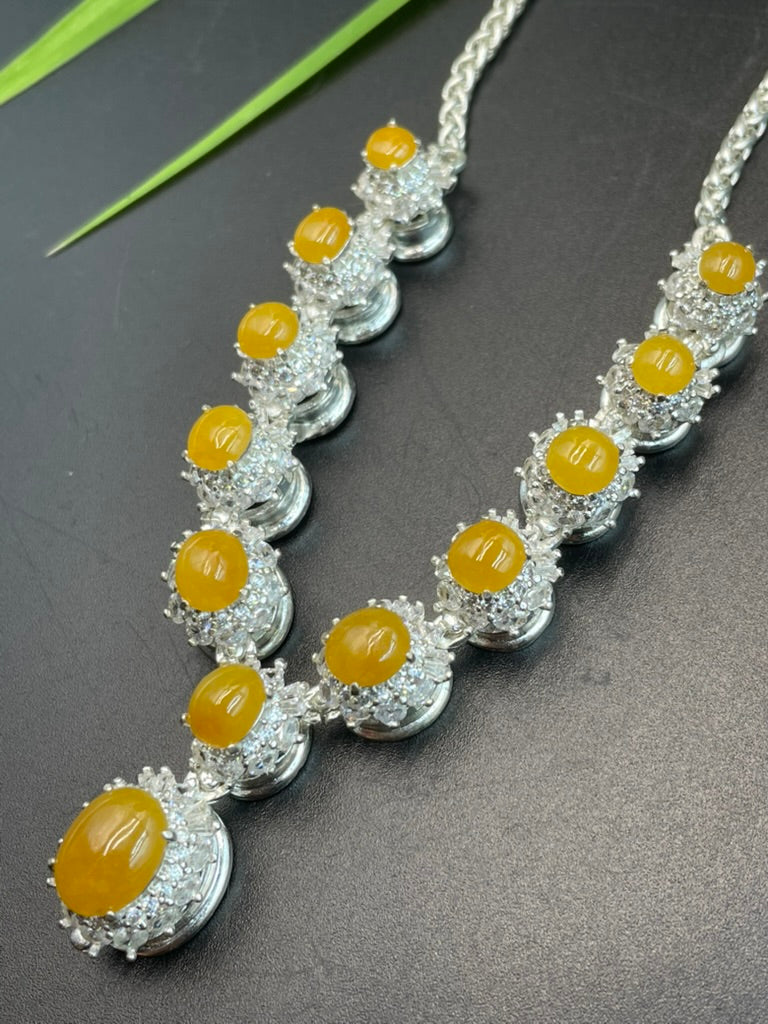 緬甸天然翡翠黃翡蛋面吊墜項鍊