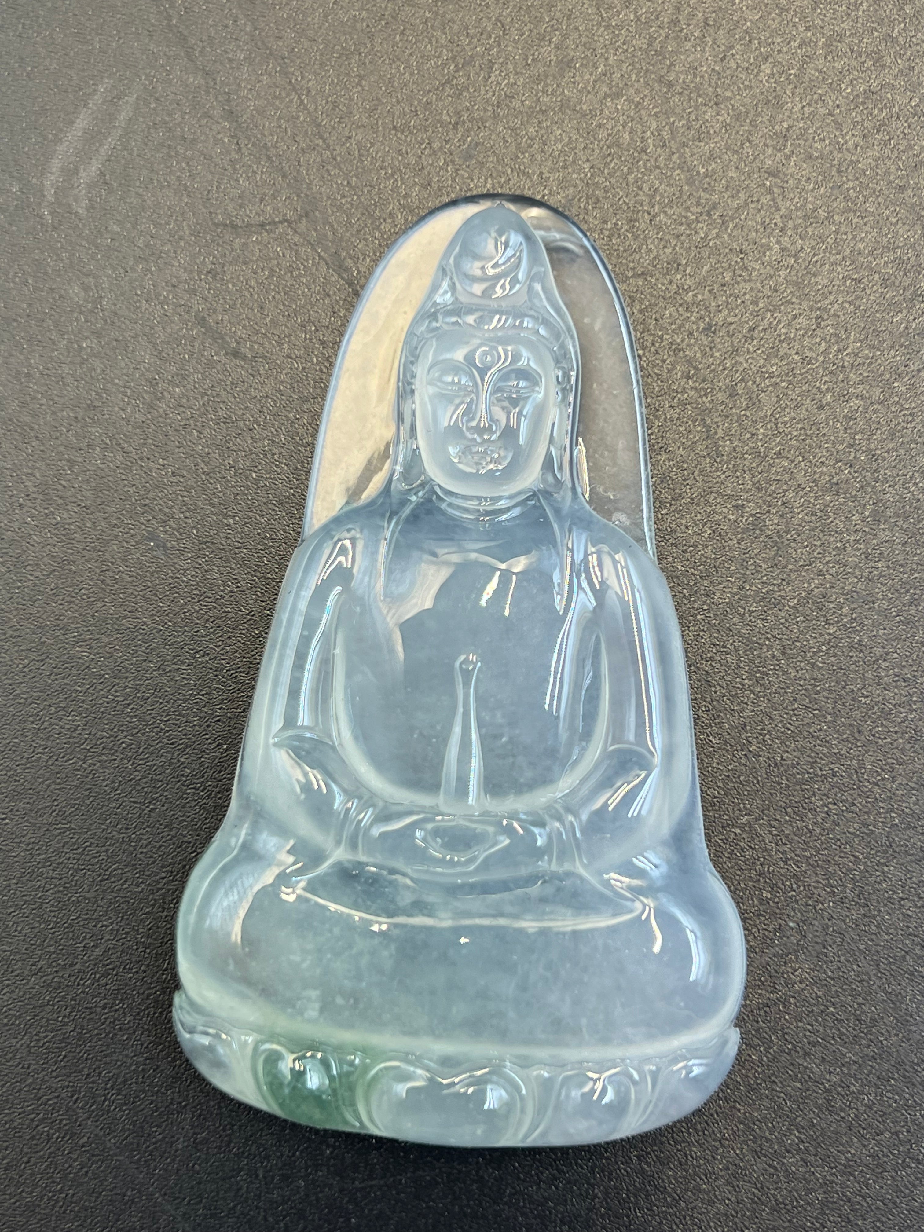 緬甸天然翡翠冰種觀音吊墜