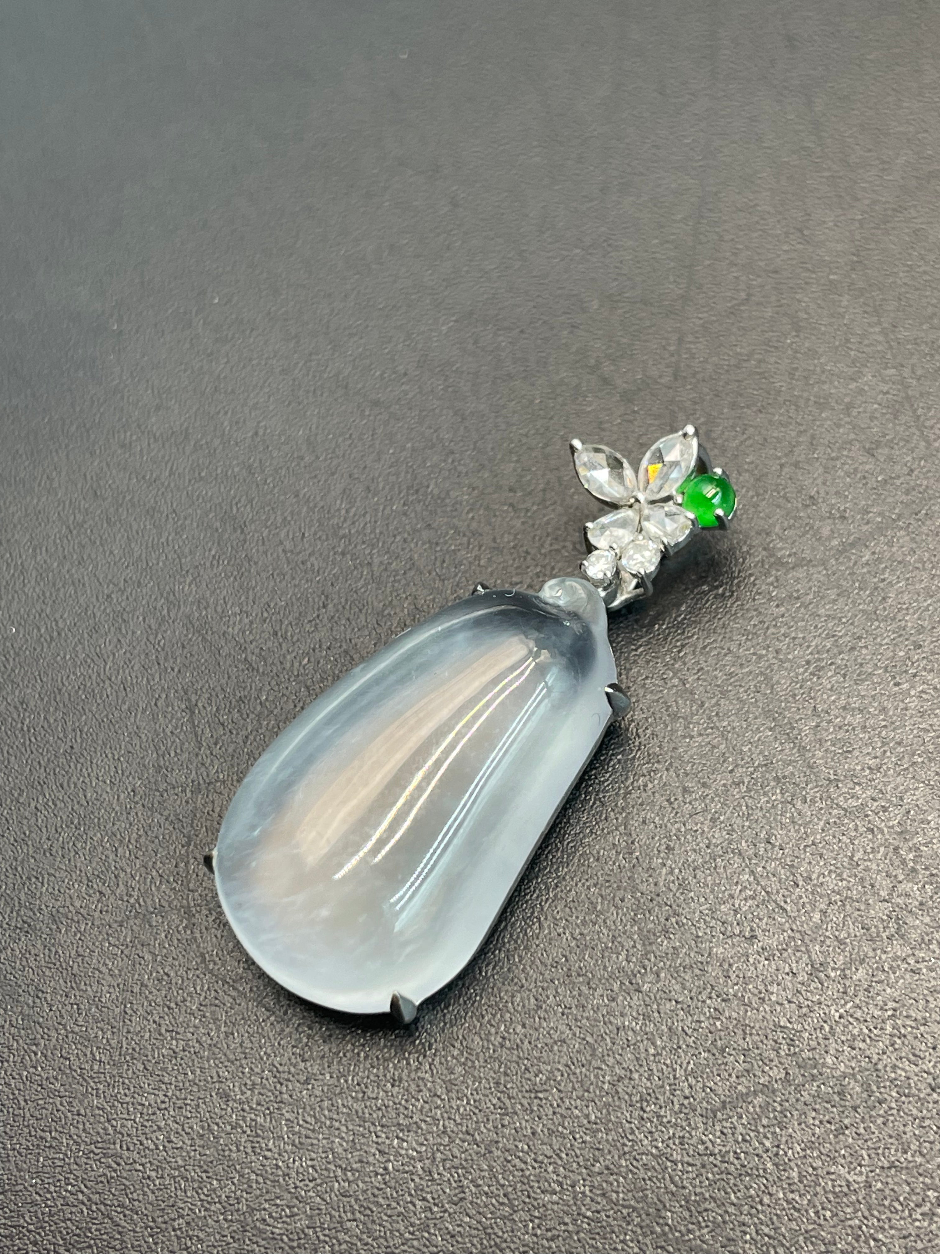 緬甸天然翡翠玻璃種福瓜吊墜