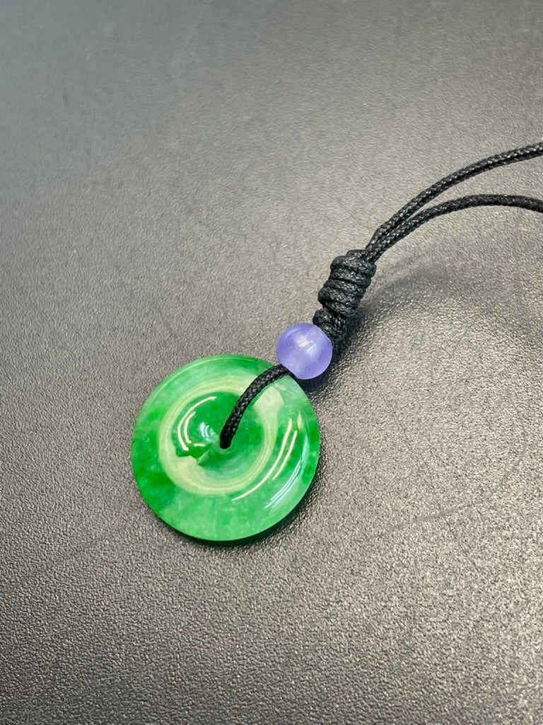 緬甸天然翡翠陽綠平安扣吊墜