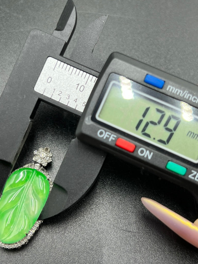 緬甸天然翡翠葉子吊墜