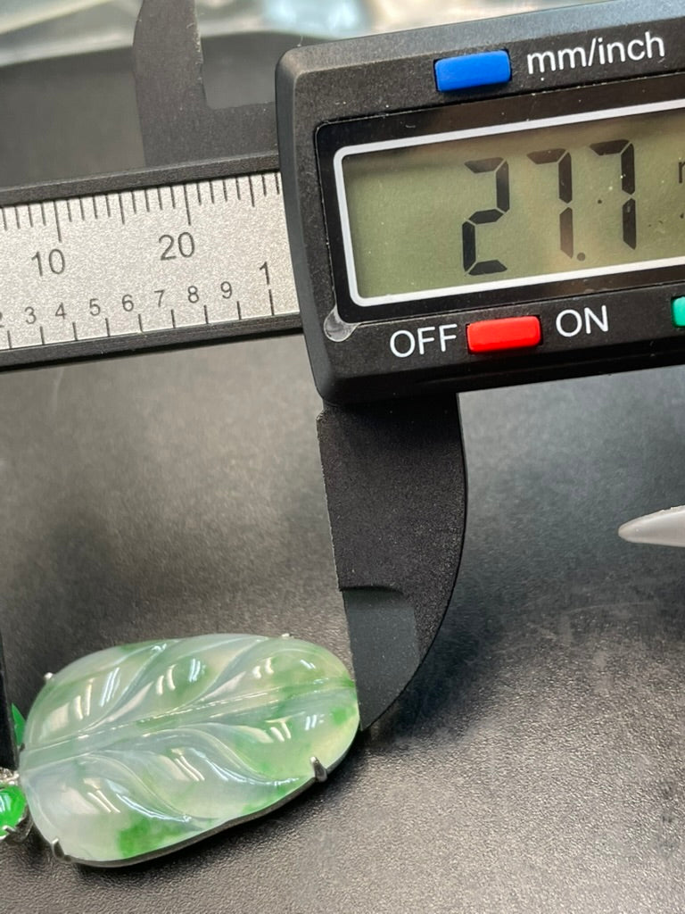 緬甸天然翡翠冰飄花葉子/金枝玉葉吊墜