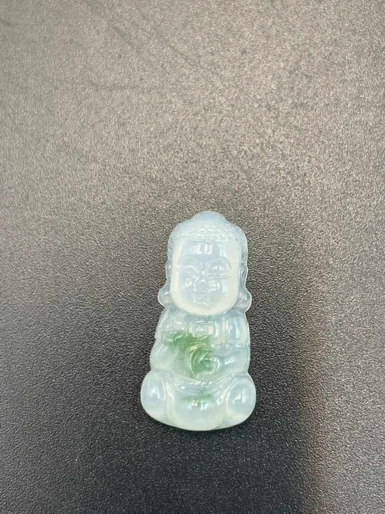 緬甸天然翡翠綠飄花寶寶佛吊墜