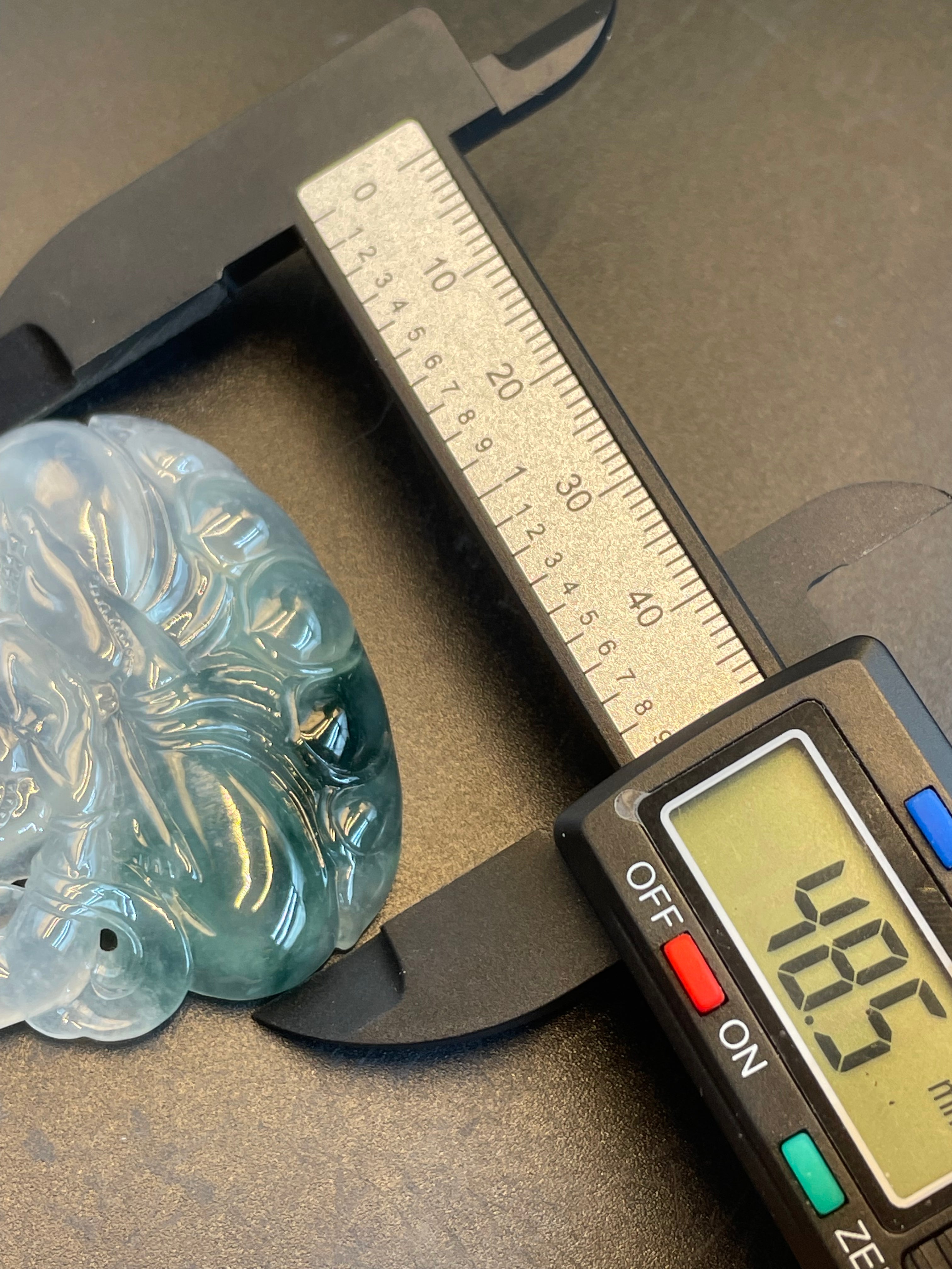 緬甸天然翡翠冰種飄花大觀音吊墜