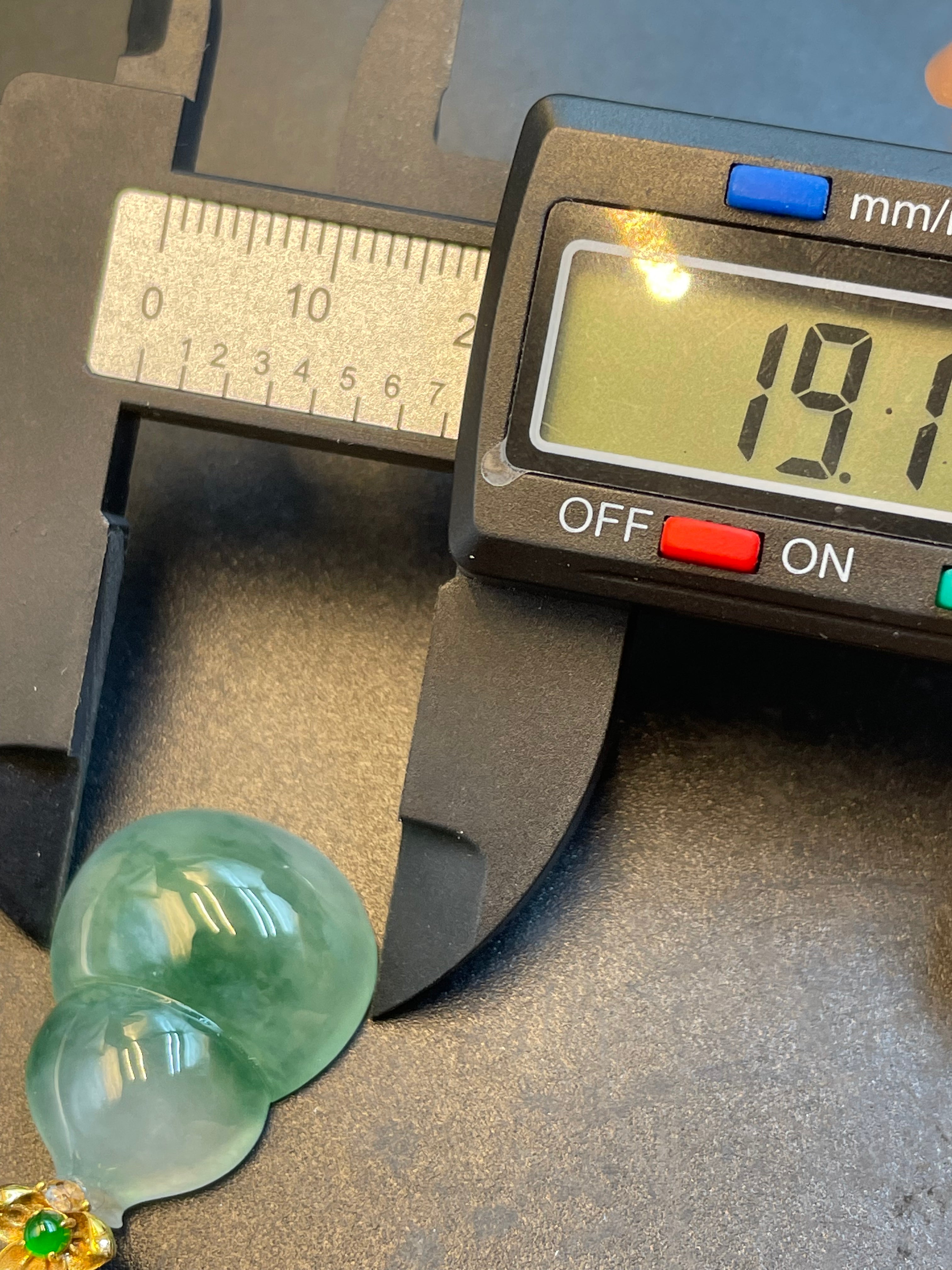 緬甸天然翡翠冰種飄花葫蘆/福祿吊墜