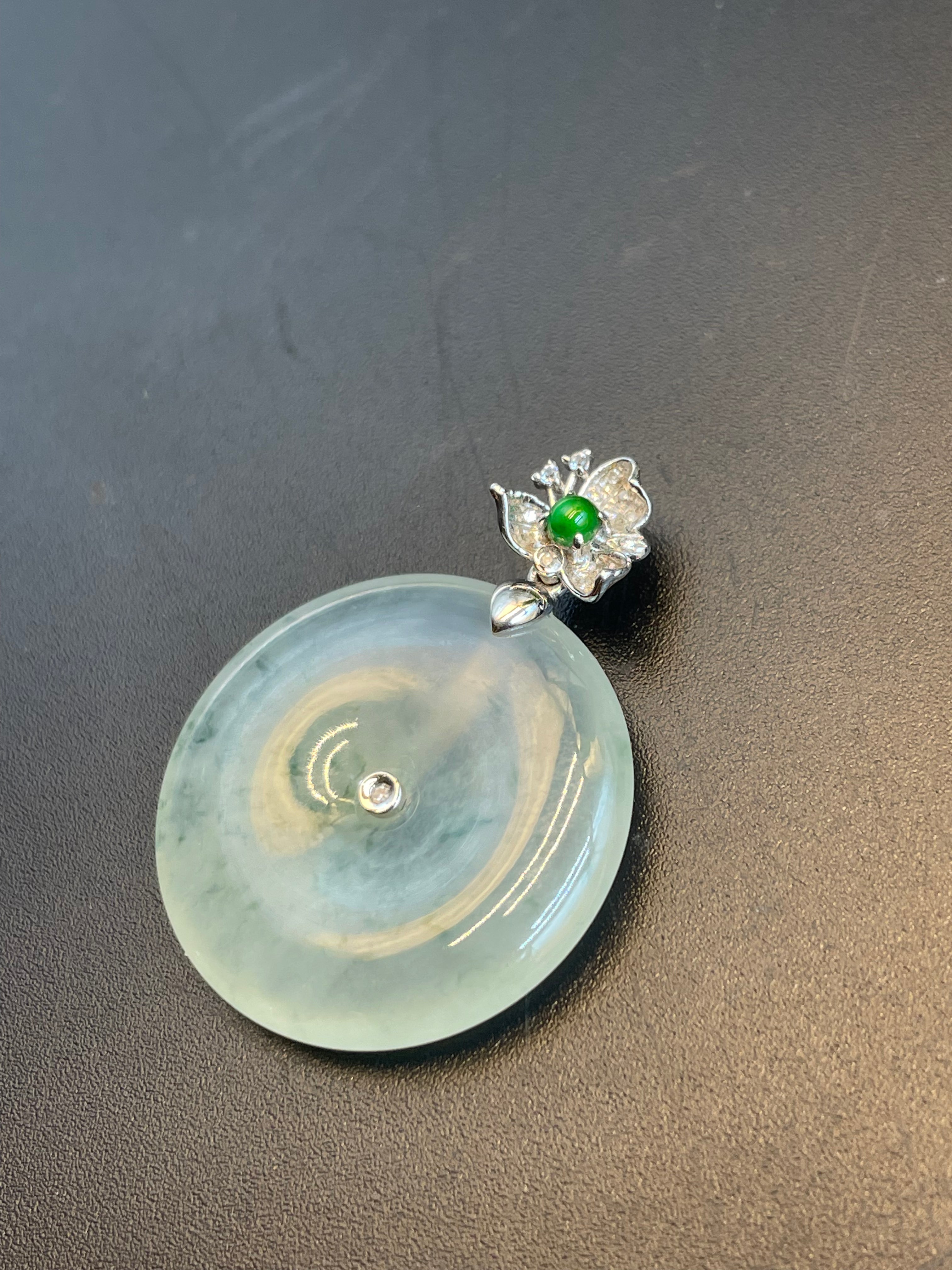 緬甸天然翡翠冰種平安扣吊墜