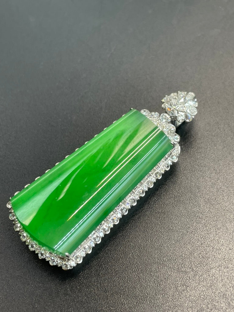 緬甸天然翡翠滿綠陽綠大無事牌吊墜