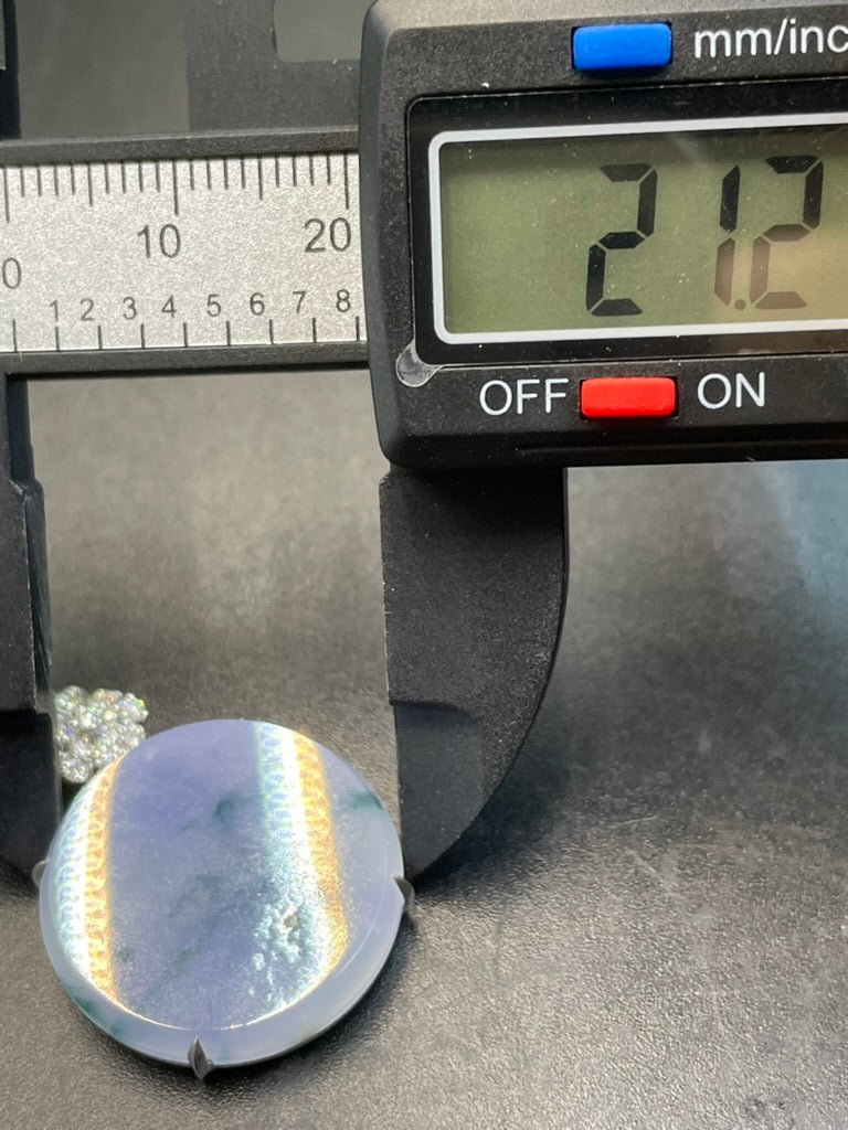 天然緬甸翡翠冰紫飄綠花無事圓牌吊墜