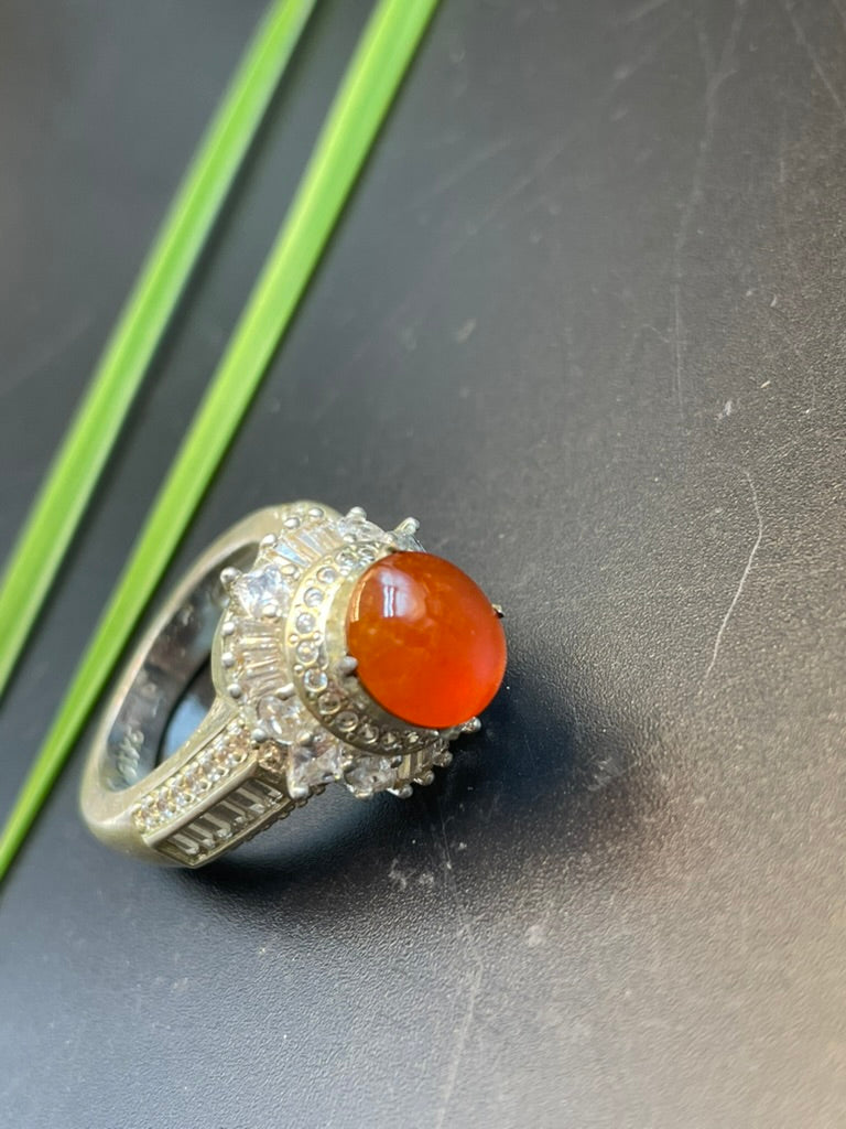 緬甸天然翡翠紅翡蛋面戒指