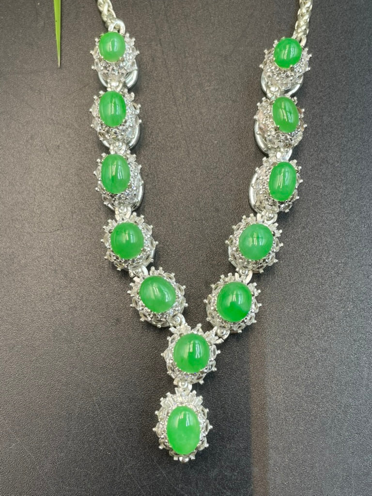 緬甸天然翡翠陽綠蛋面吊墜項鍊