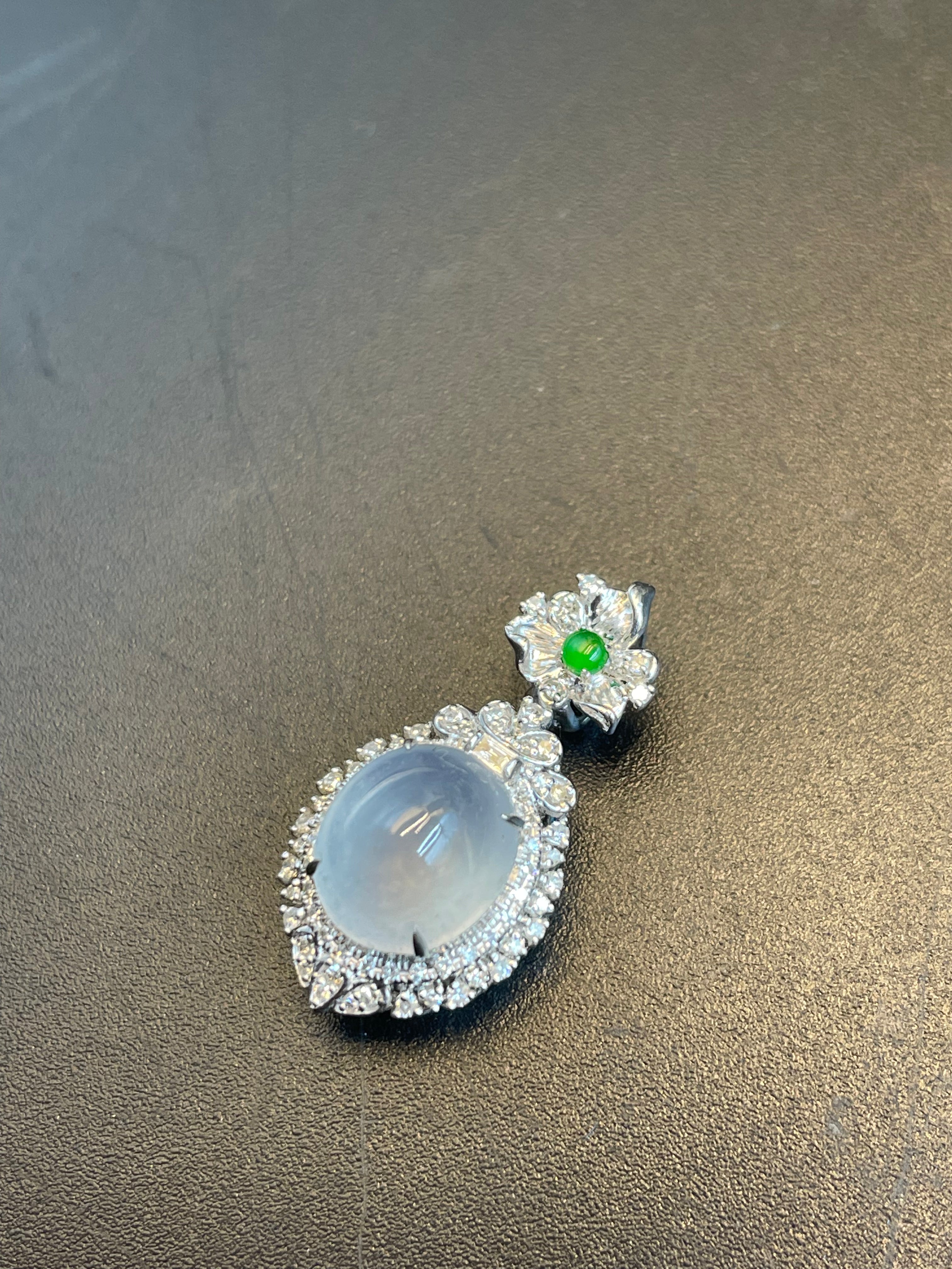 天然翡翠冰種蛋面吊墜