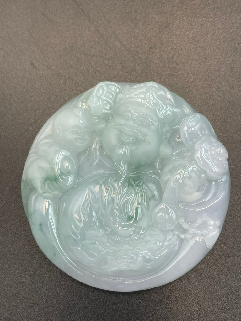 緬甸天然翡翠財神吊墜