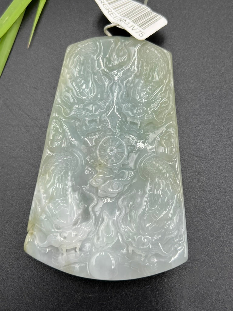 緬甸天然翡翠九龍降魔吊墜