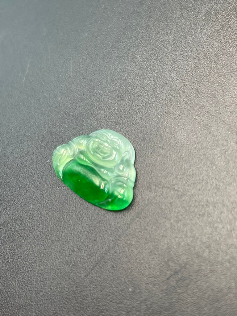 緬甸天然翡翠冰飄花彌勒吊墜