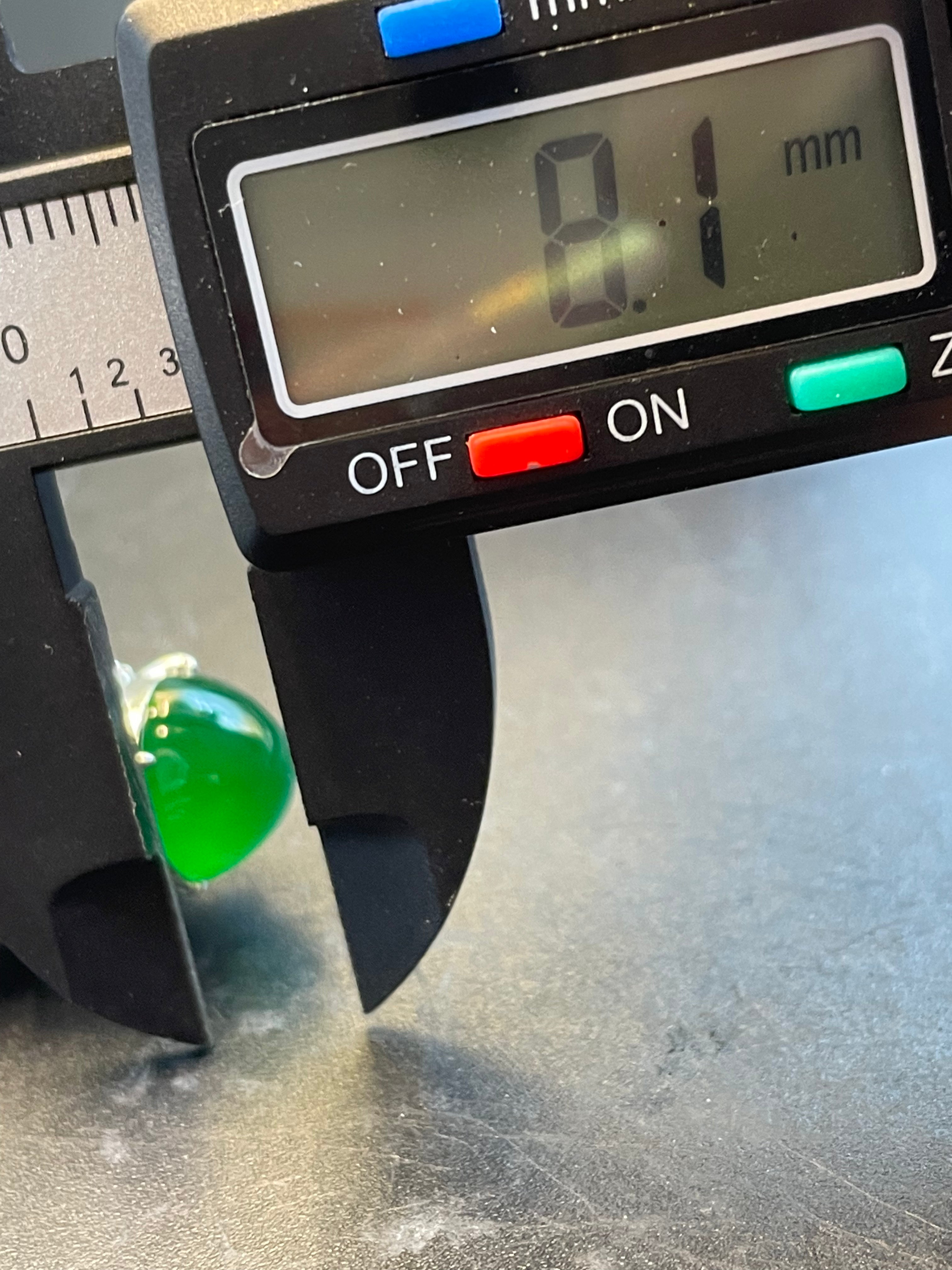 緬甸天然翡翠帝王綠冰種陽綠正圓蛋面戒指