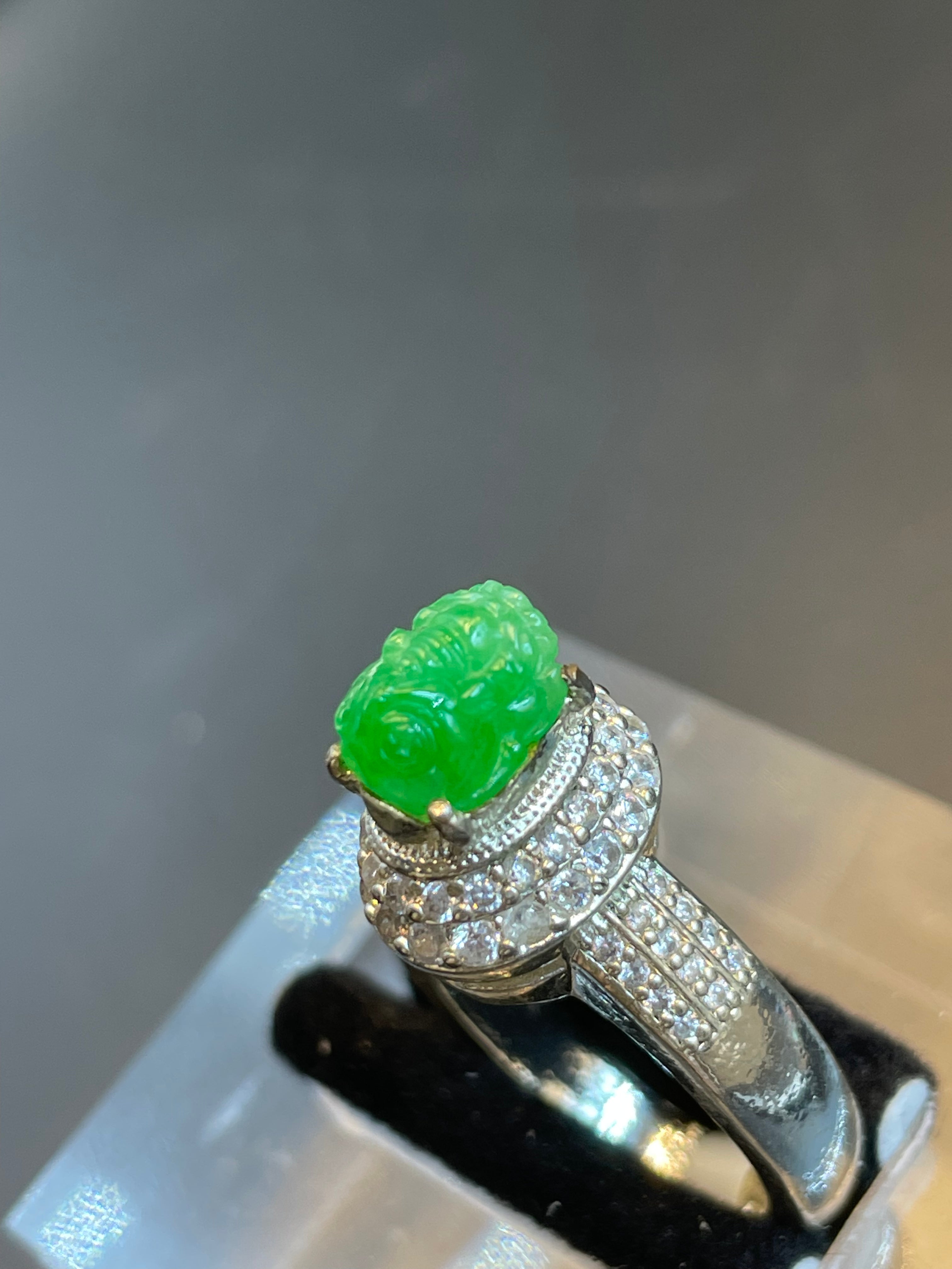 緬甸天然翡翠冰種貔貅戒指