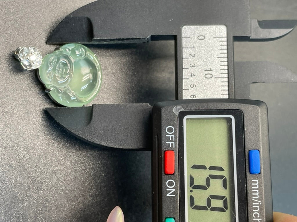 天然緬甸翡翠冰晴綠彌勒吊墜