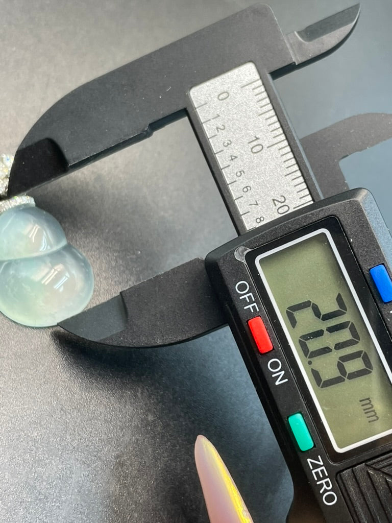 天然緬甸翡翠冰種飄雪花福祿吊墜