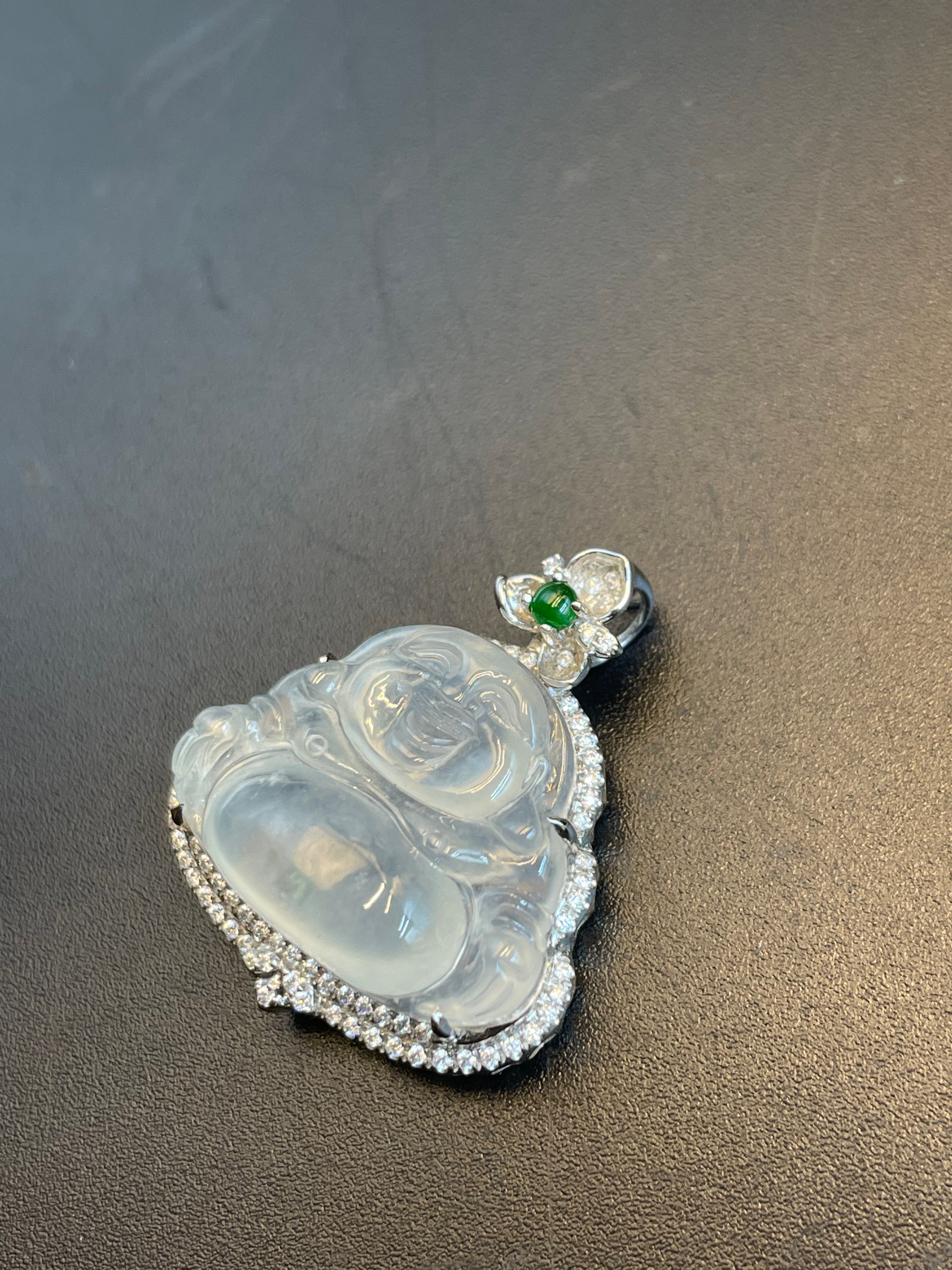 緬甸天然翡翠冰種彌勒吊墜