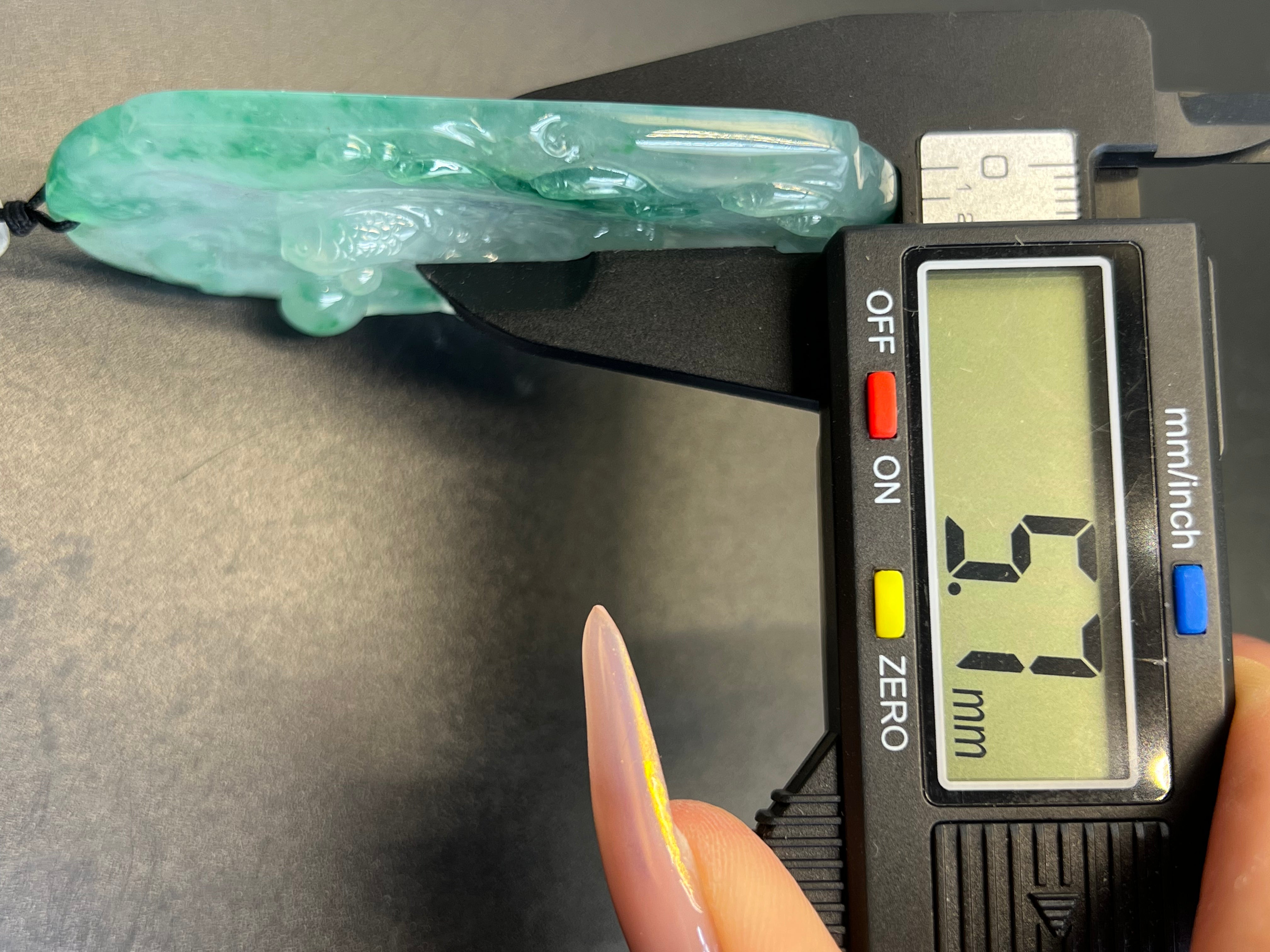 緬甸天然翡翠秋江魚渡吊墜