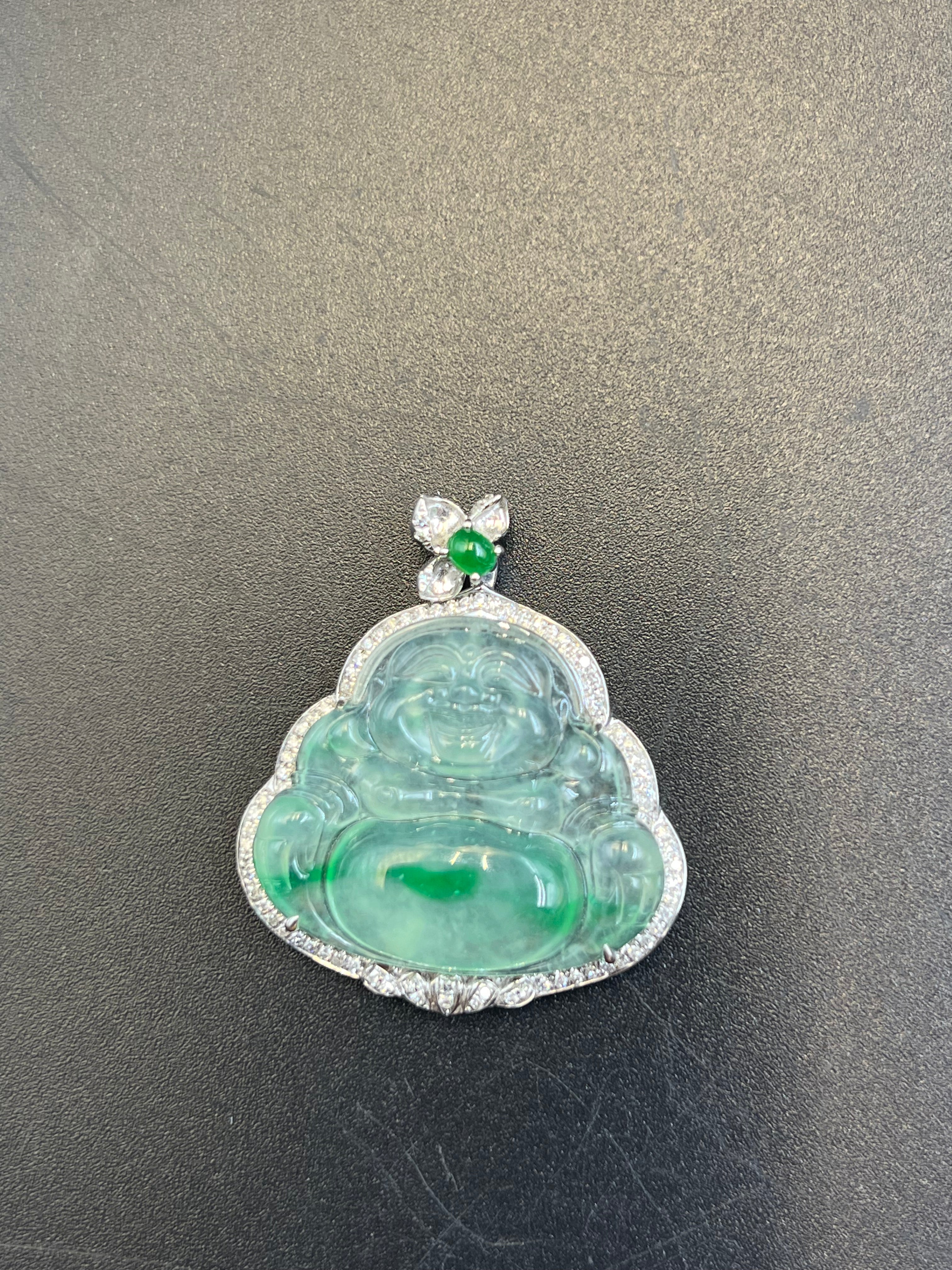 緬甸天然翡翠冰種彌勒吊墜