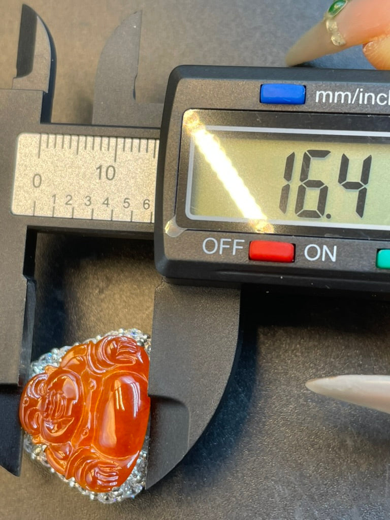 緬甸天然翡翠紅翡彌勒吊墜