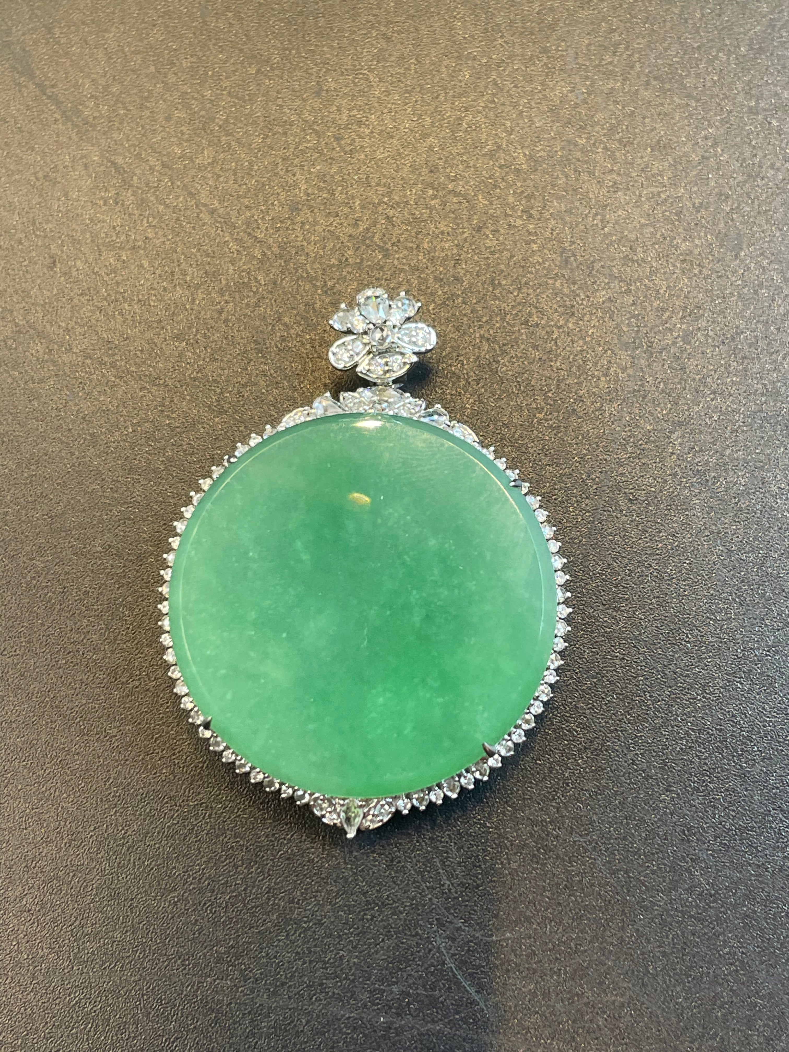 緬甸天然翡翠無事圓牌吊墜