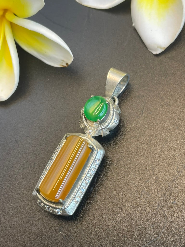 緬甸天然翡翠黃翡蛋面吊墜