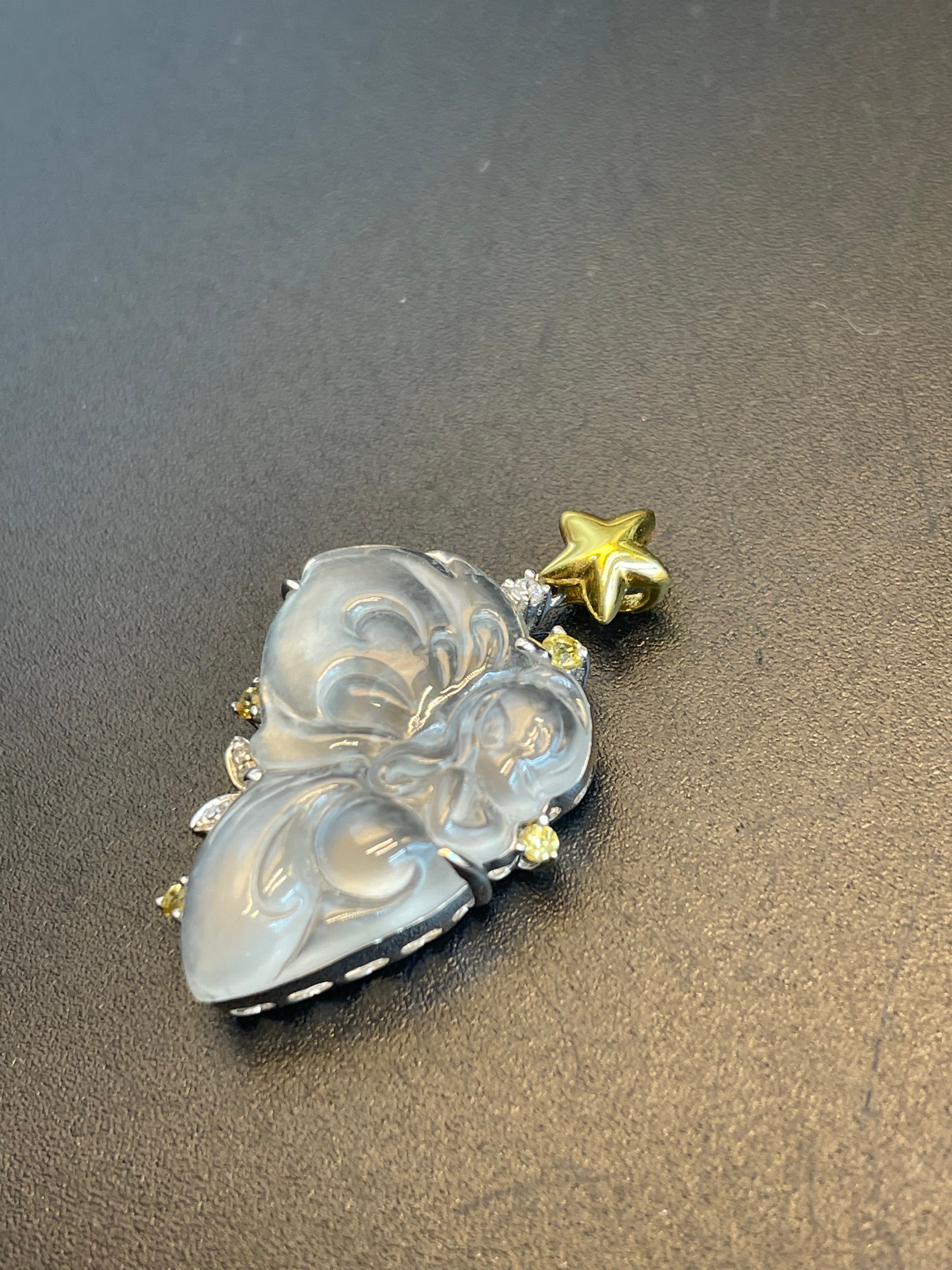 緬甸天然翡翠冰種花仙子/蝴蝶仙子吊墜